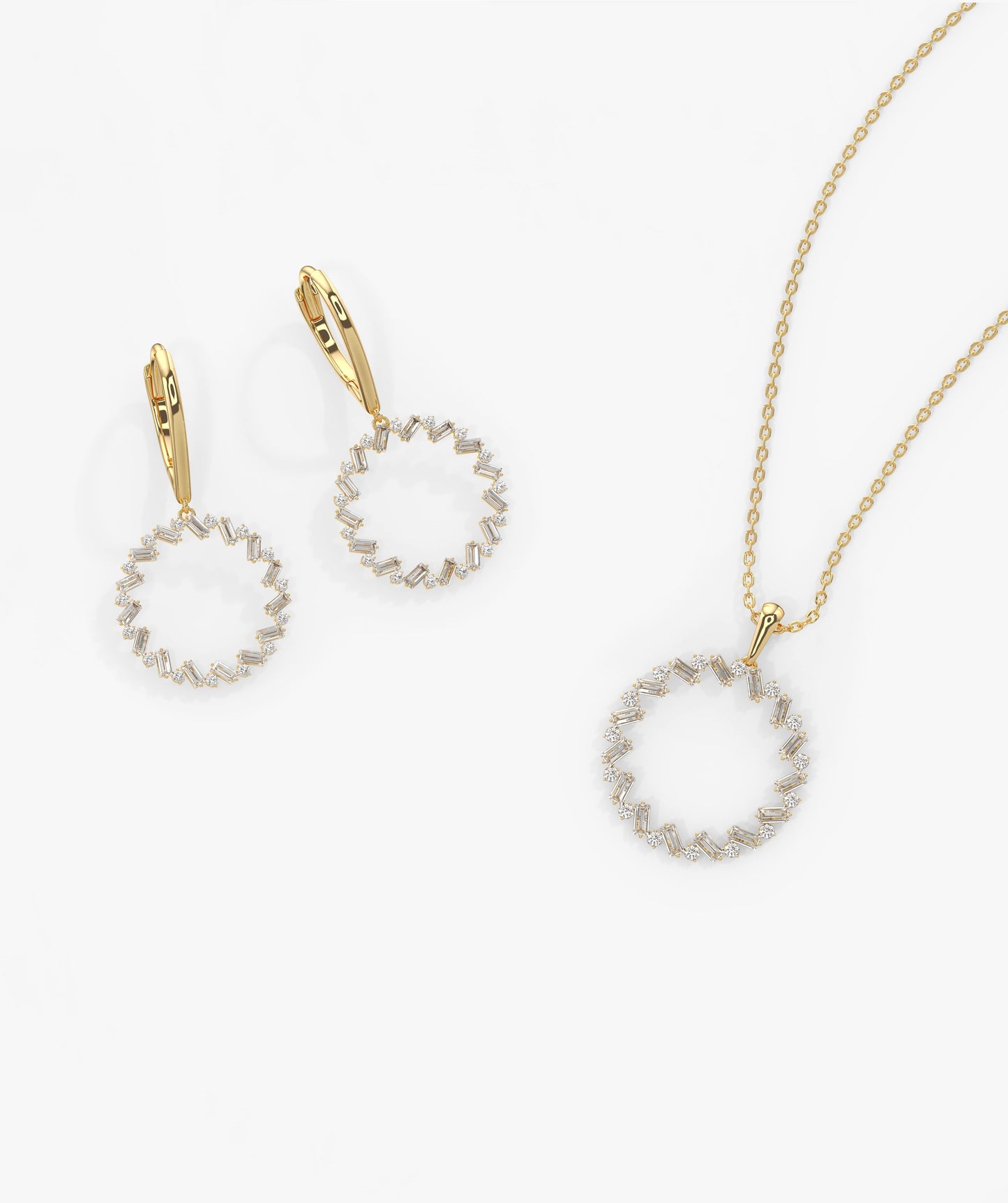 Elegant Circle Minimalist Diamond Jewelry Set