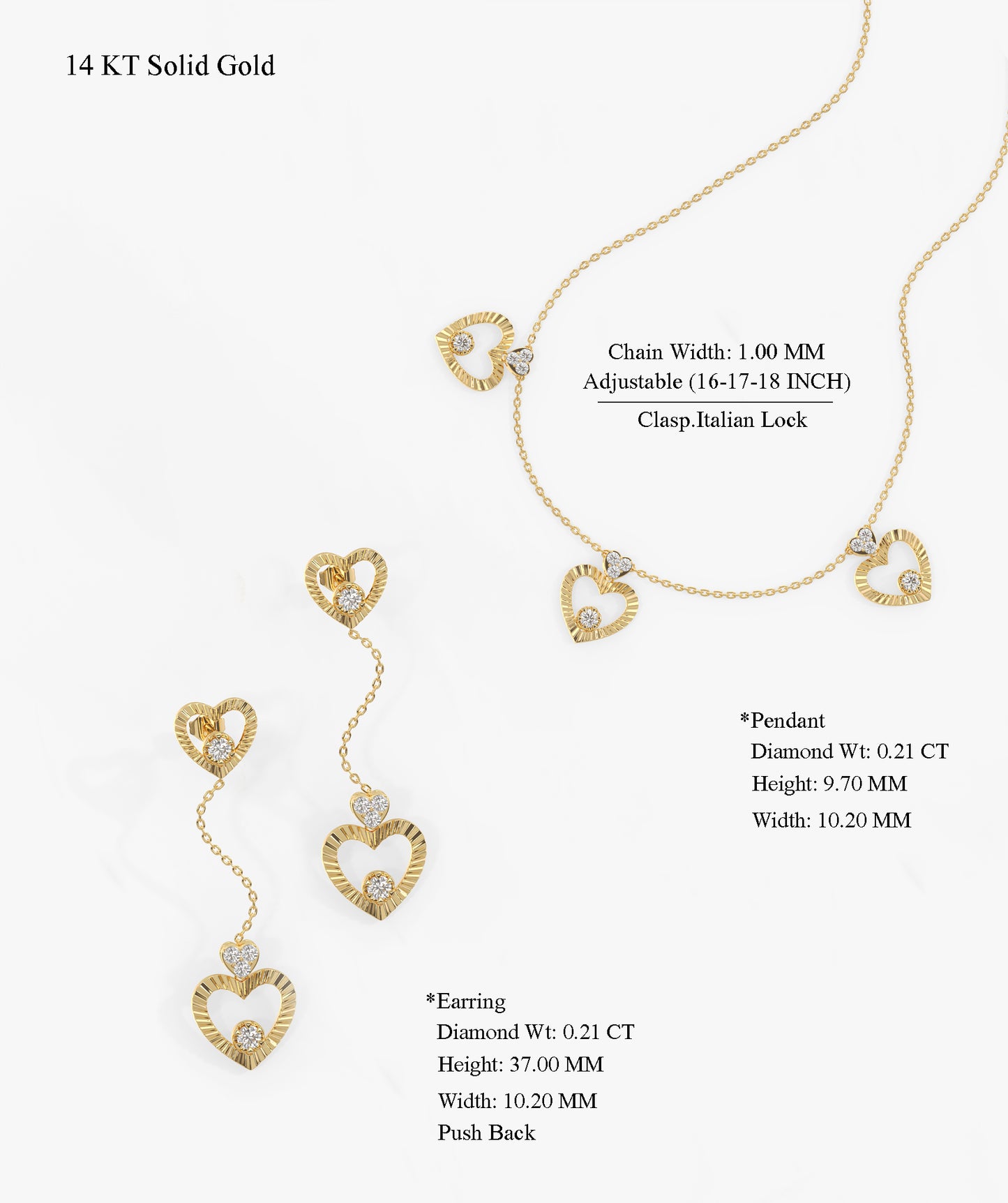 Diamond Heart Jewelry Set