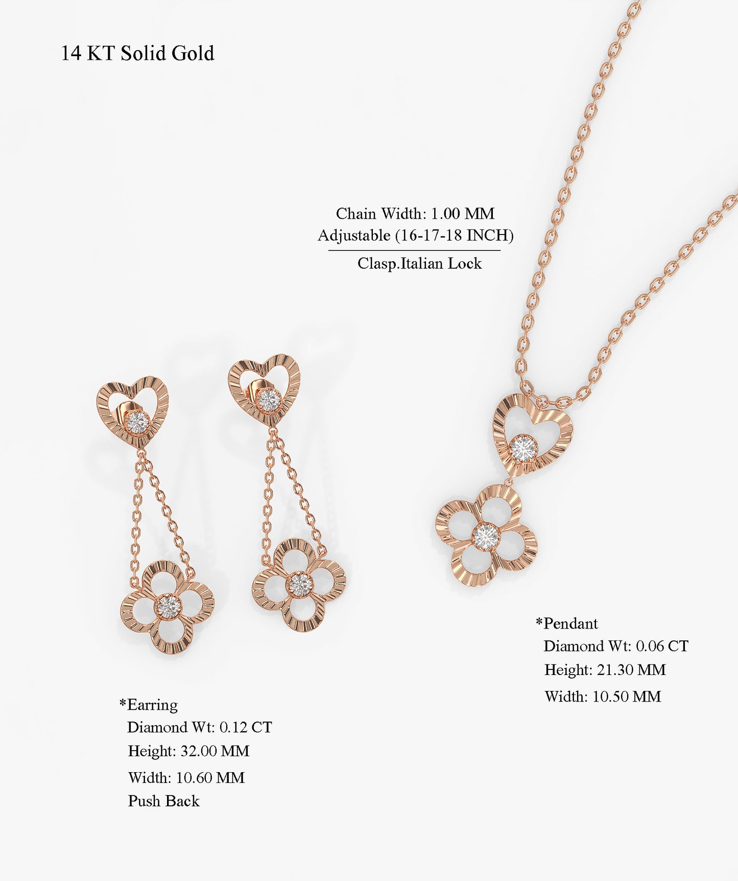 Heart & Flower Diamond Jewelry Set