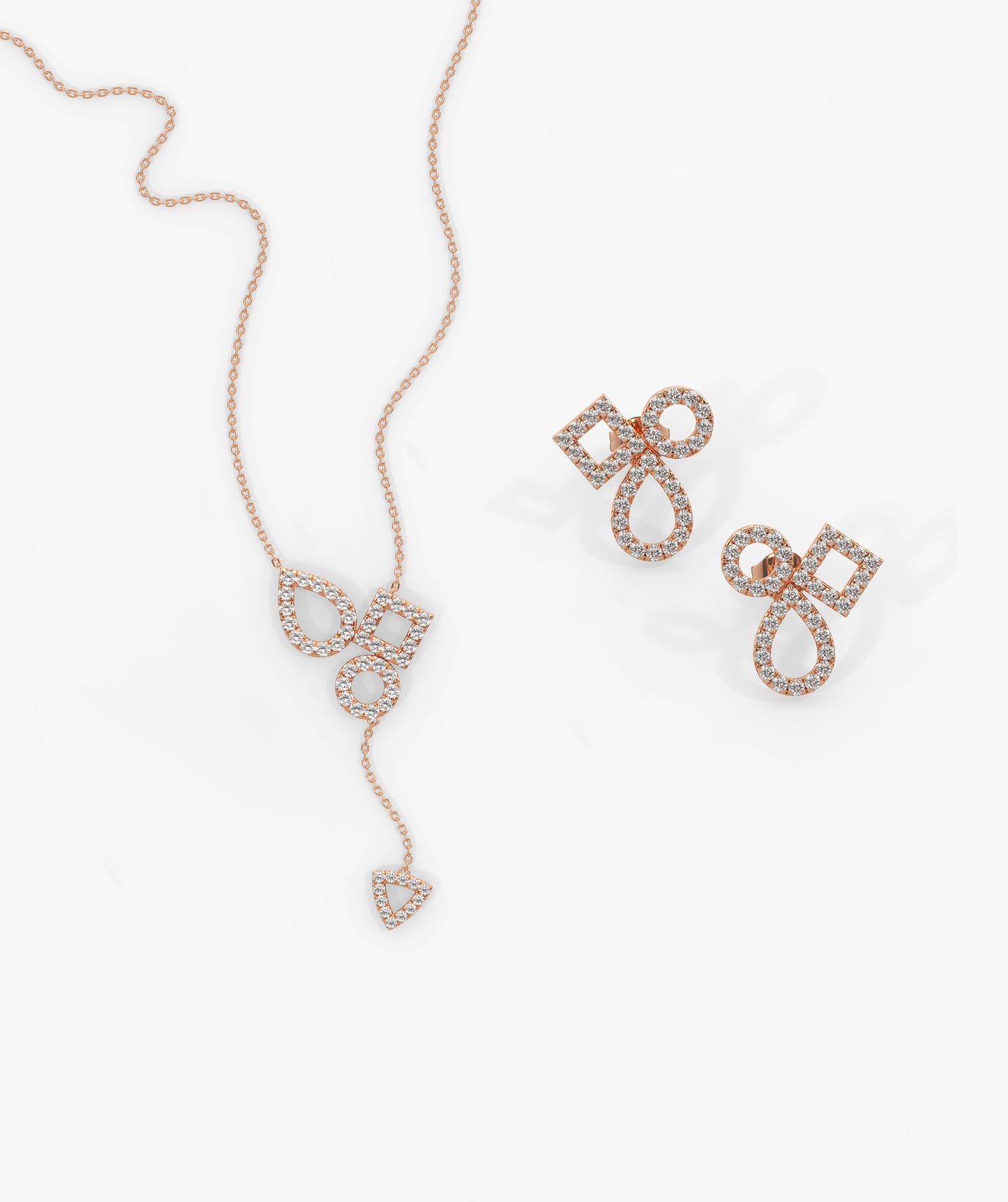 14K Gold Geometric Diamond Jewelry Set