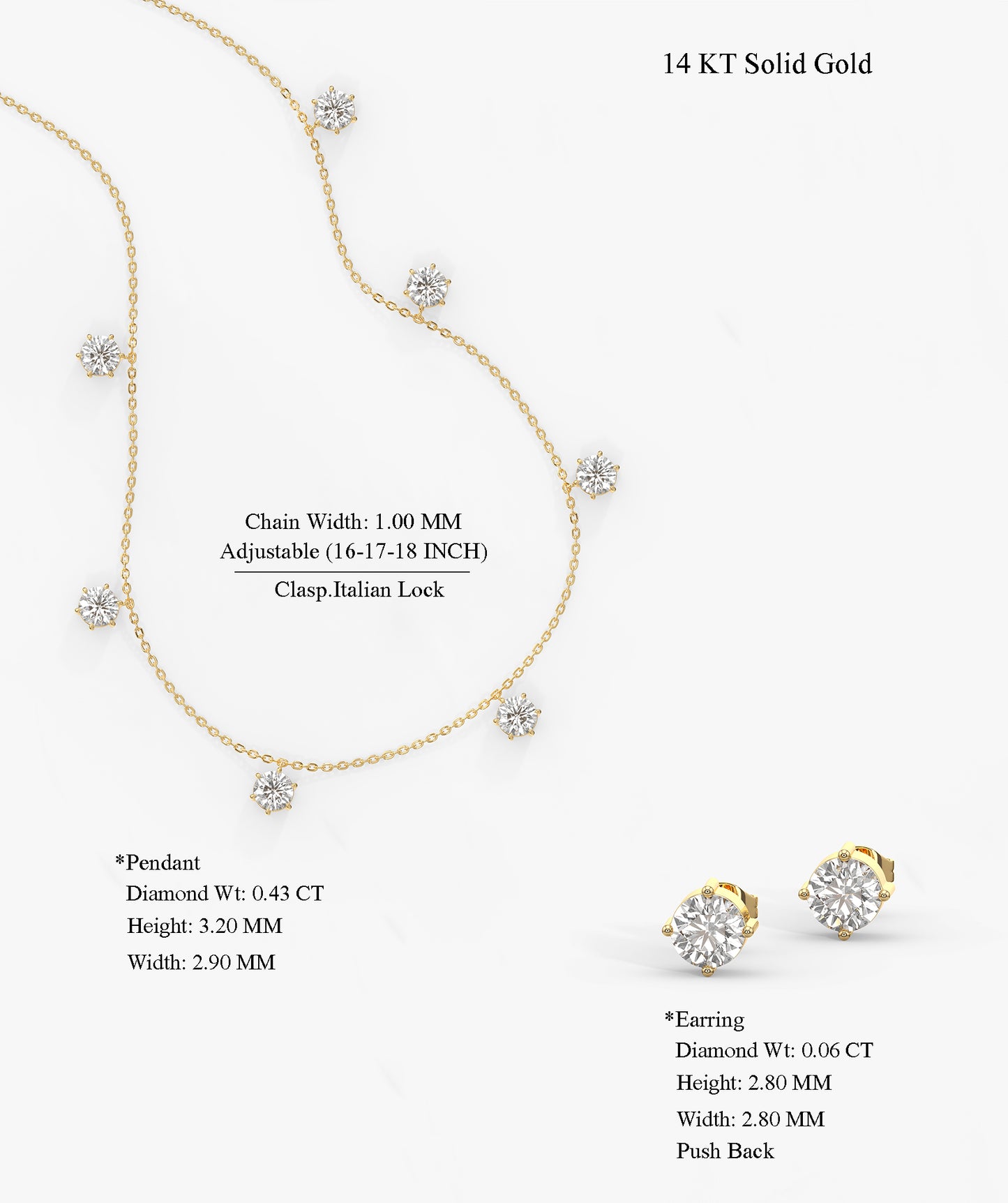14K Gold Diamond Jewelry Set