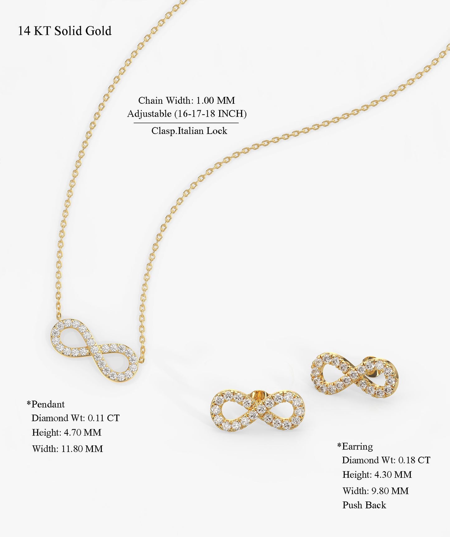 Infinity Diamond Necklace & Earrings Gift Set