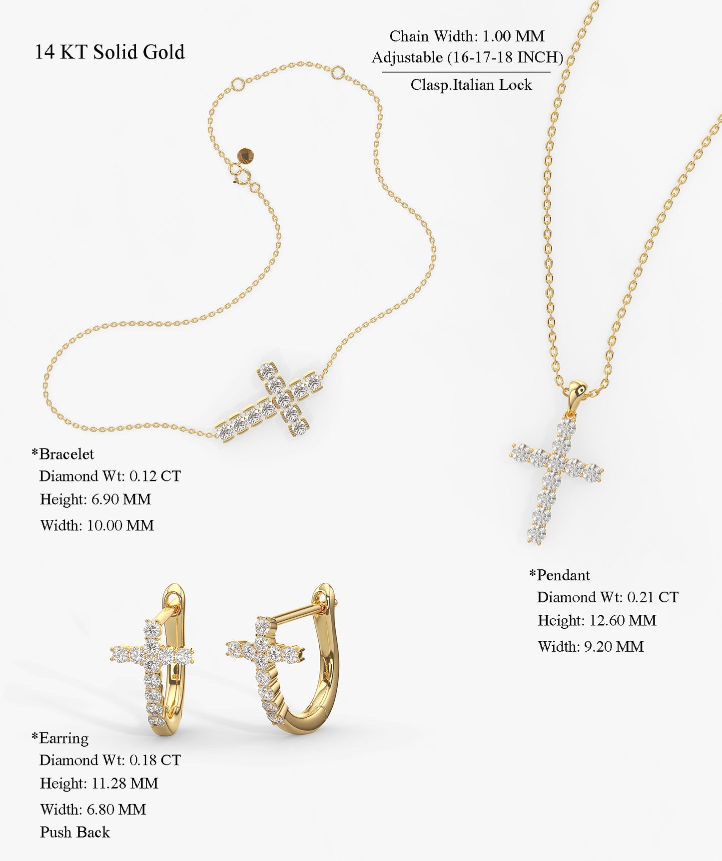 Diamond Cross Jewelry Set