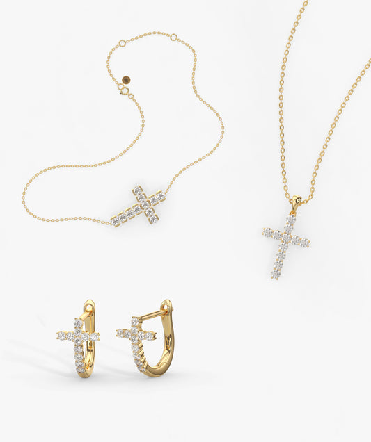 Diamond Cross Jewelry Set