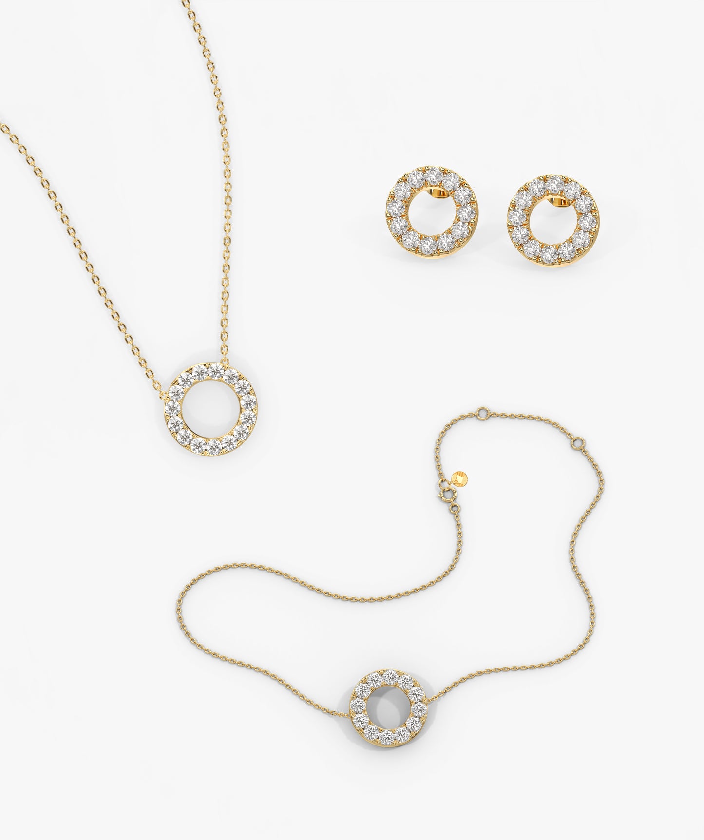 14K Gold Diamond Circle Jewelry Set
