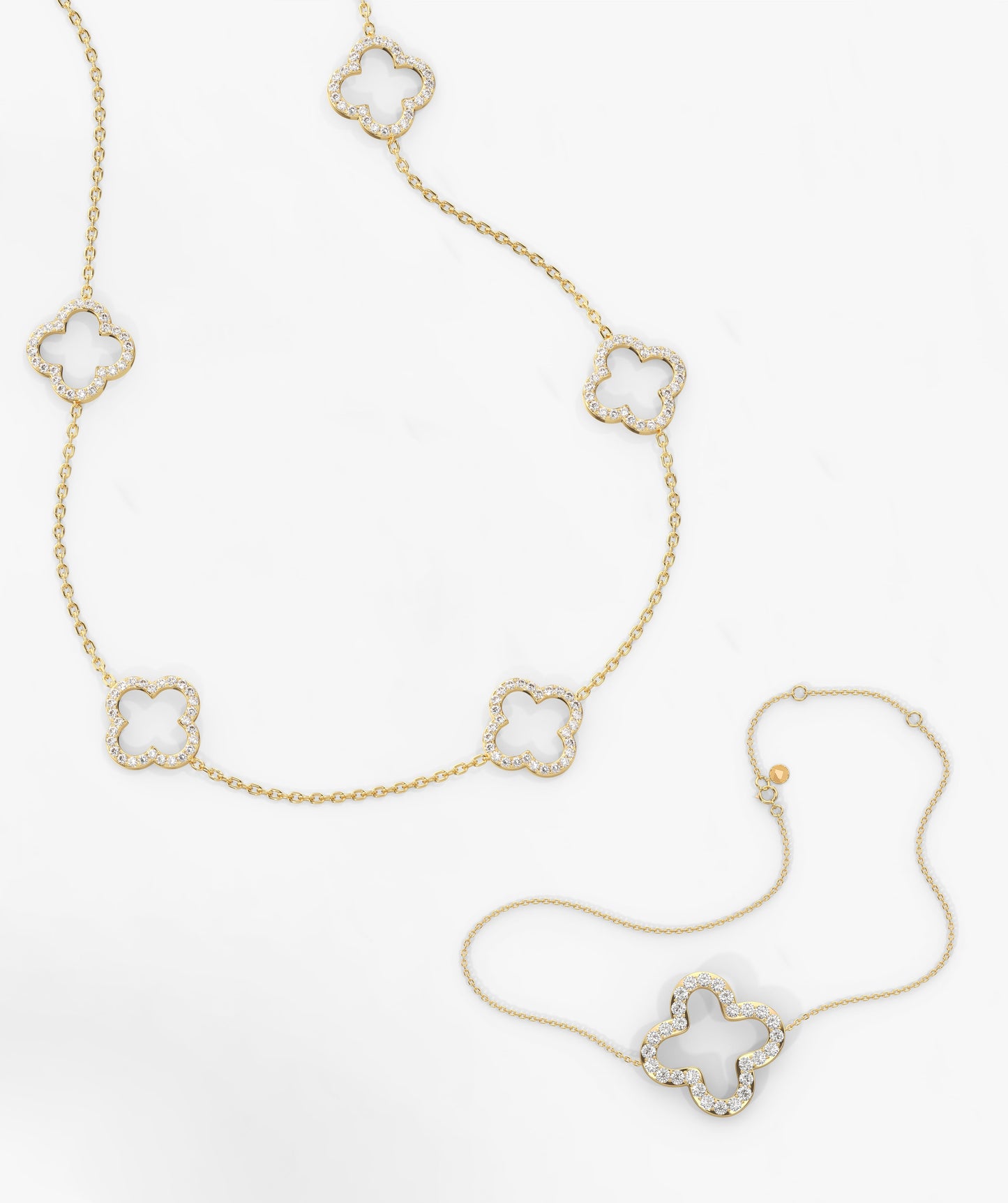 Diamond Quatrefoil Jewelry Set