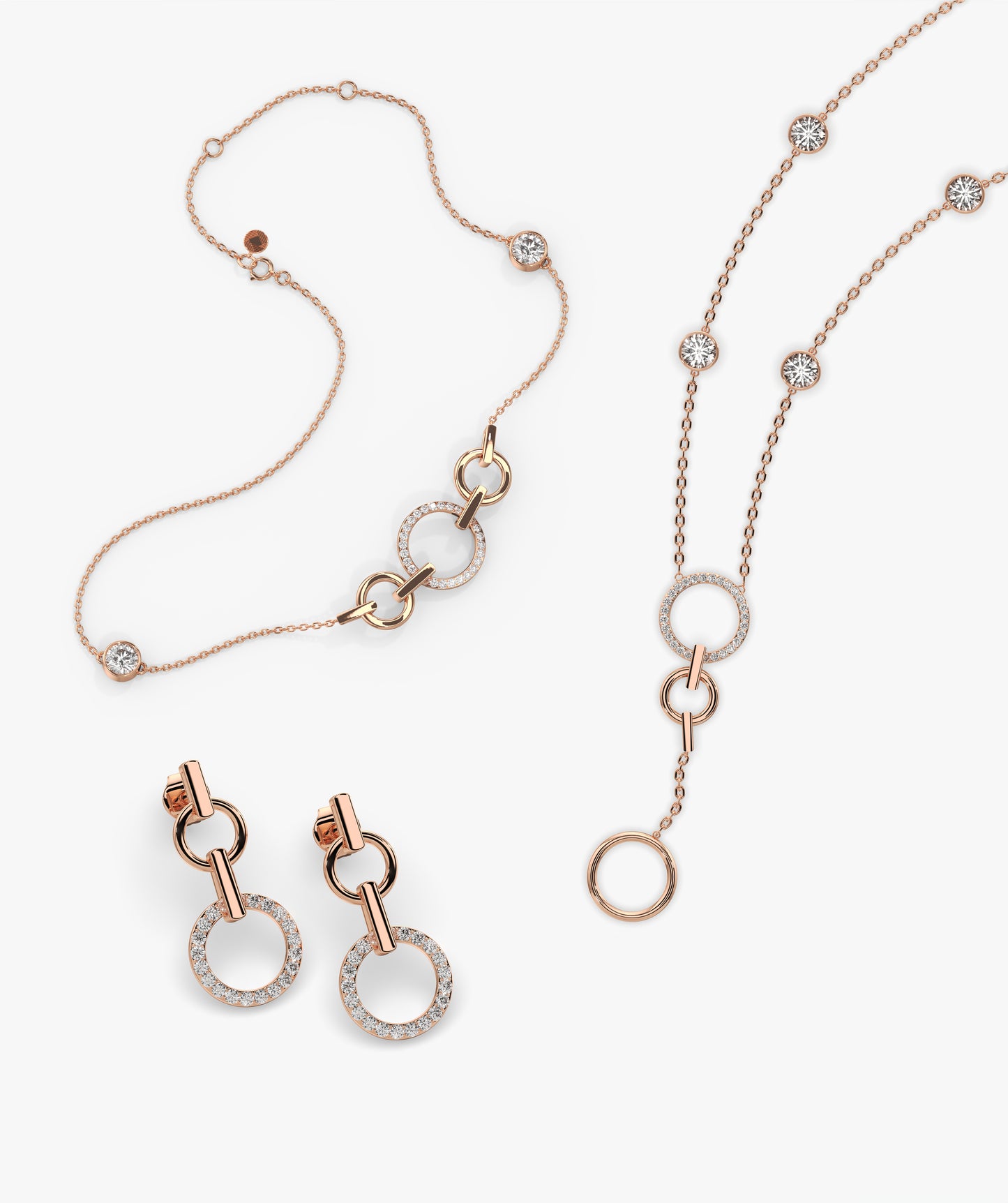 14k Gold Diamond Circle Jewelry Set