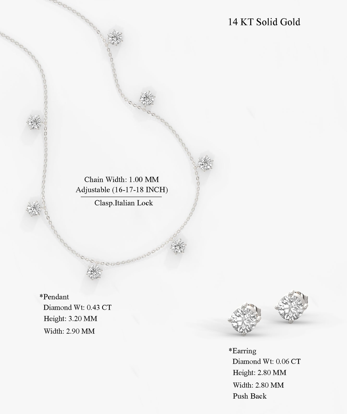 14K Gold Diamond Jewelry Set