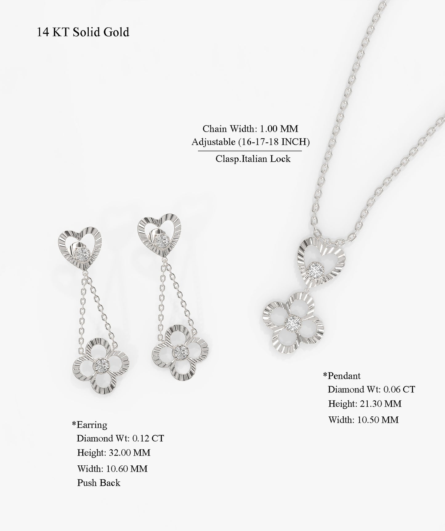 Heart & Flower Diamond Jewelry Set