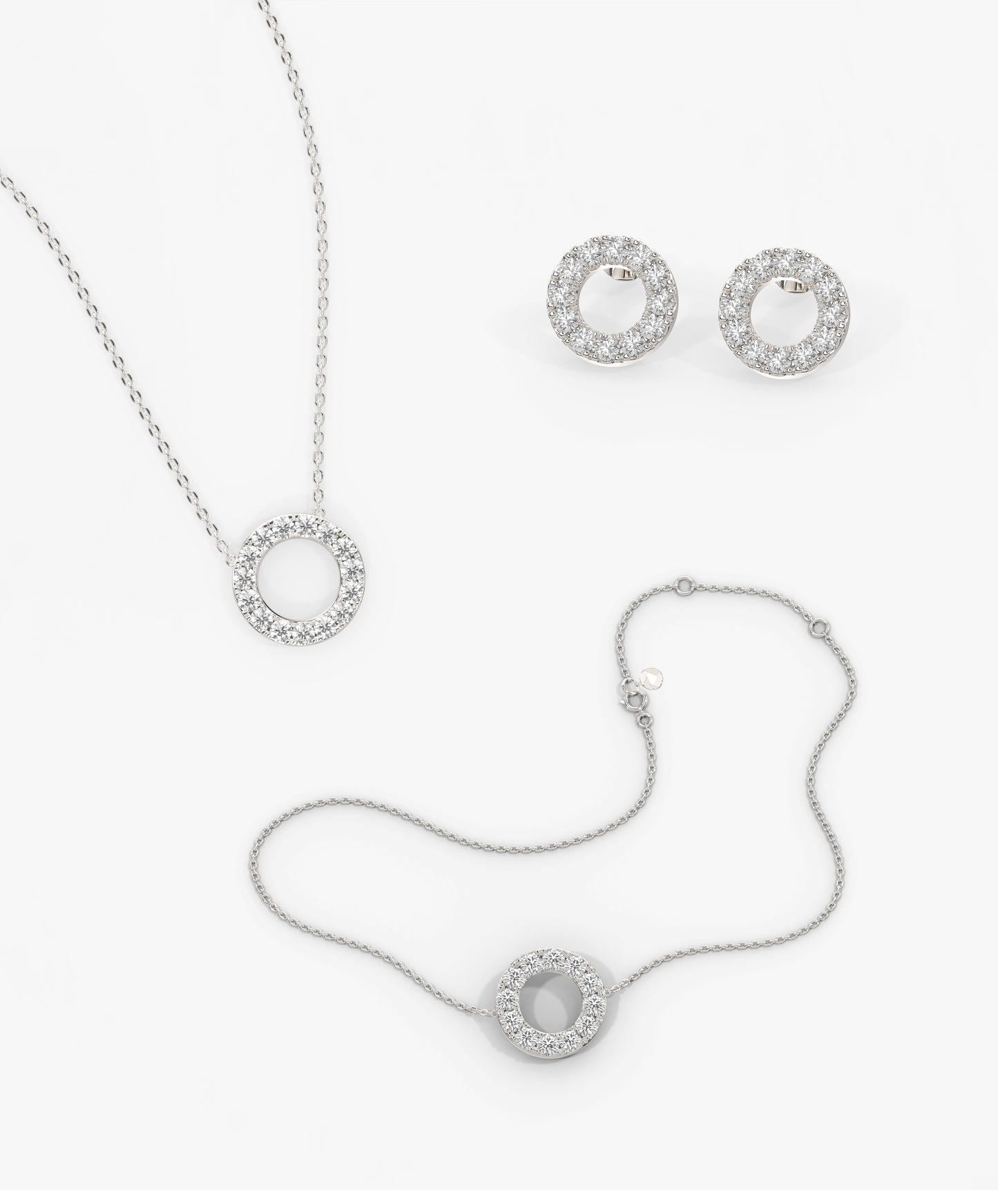 14K Gold Diamond Circle Jewelry Set