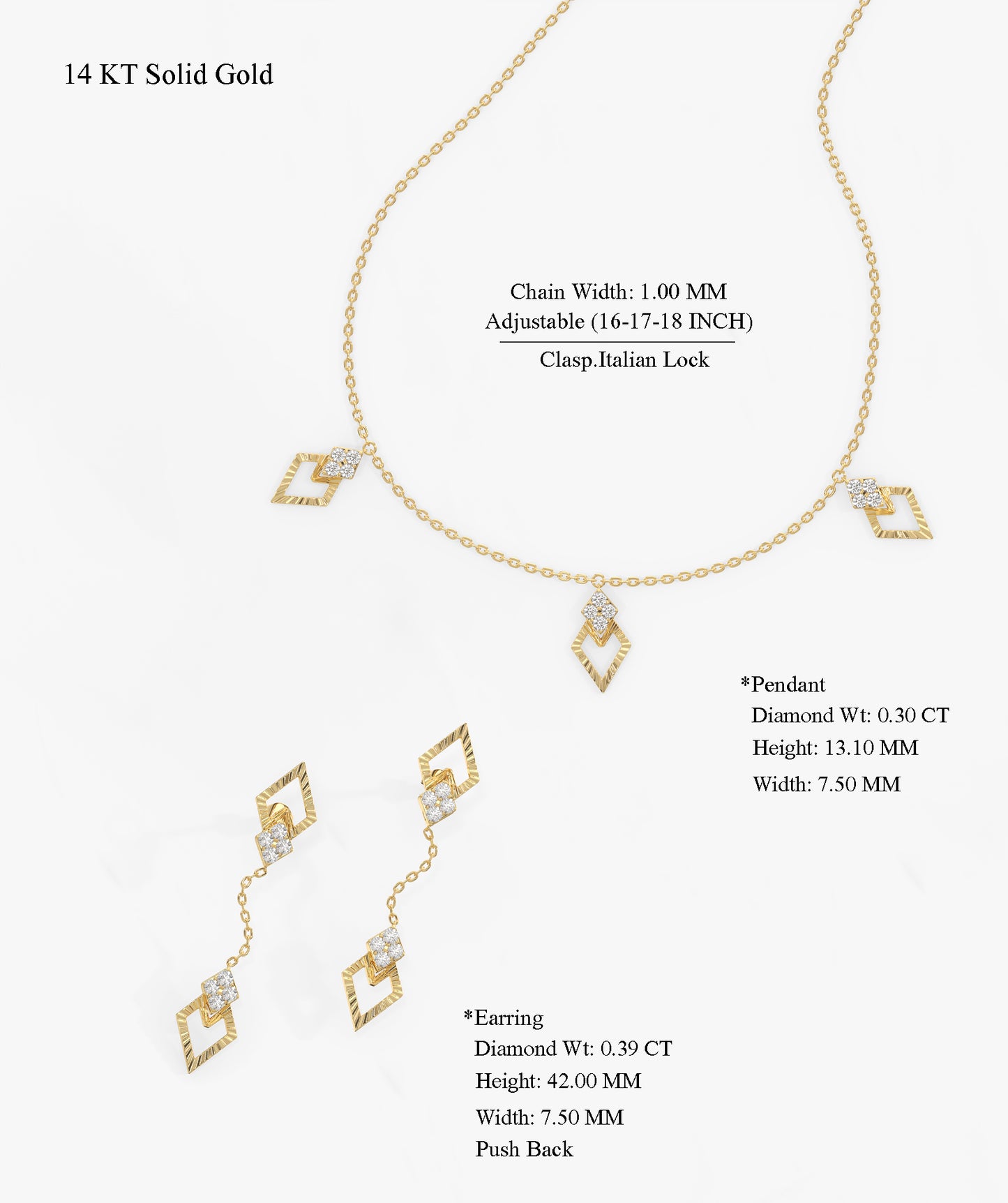 Diamond Triangle Jewelry Set