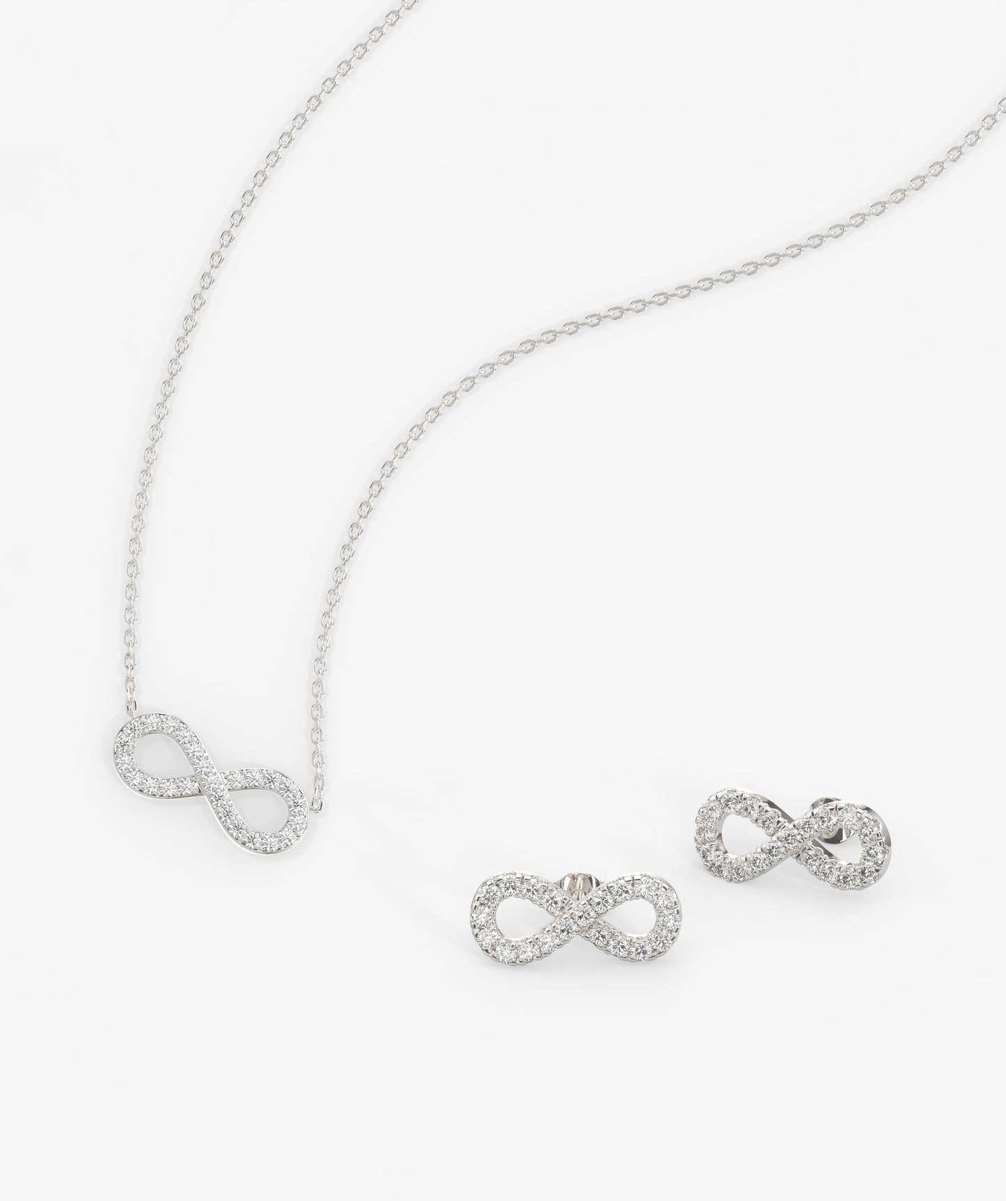 Infinity Diamond Necklace & Earrings Gift Set
