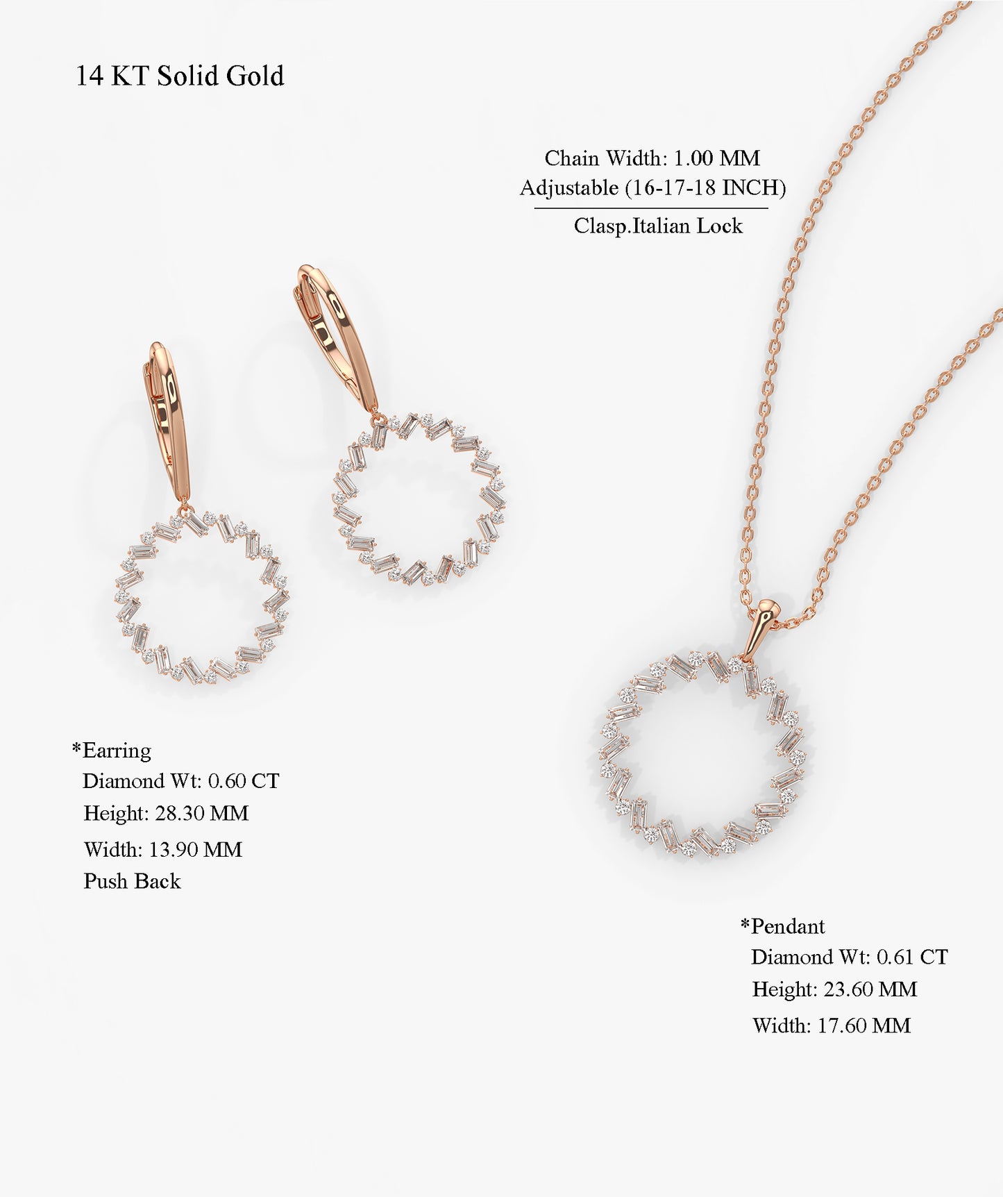 Elegant Circle Minimalist Diamond Jewelry Set