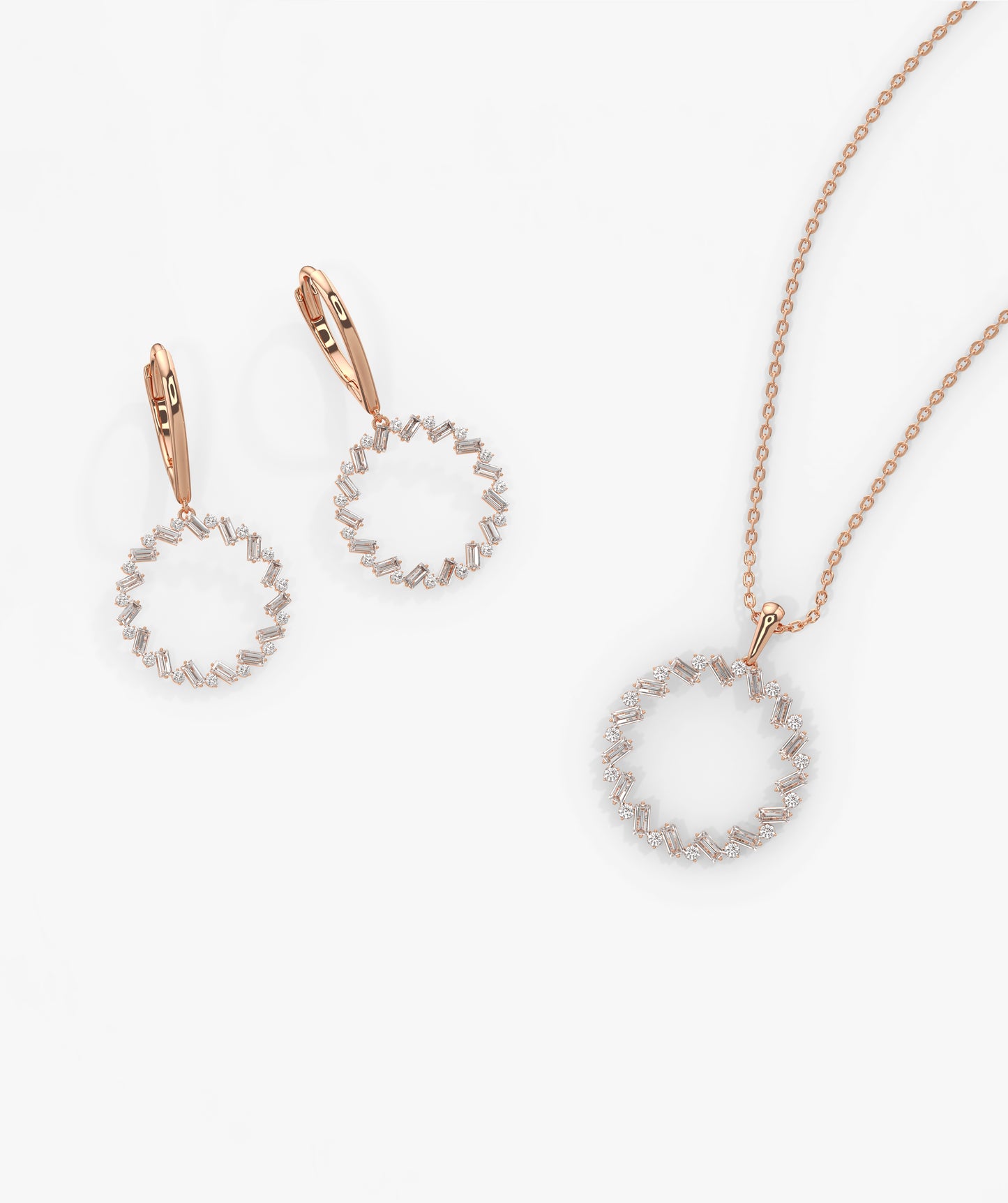 Elegant Circle Minimalist Diamond Jewelry Set