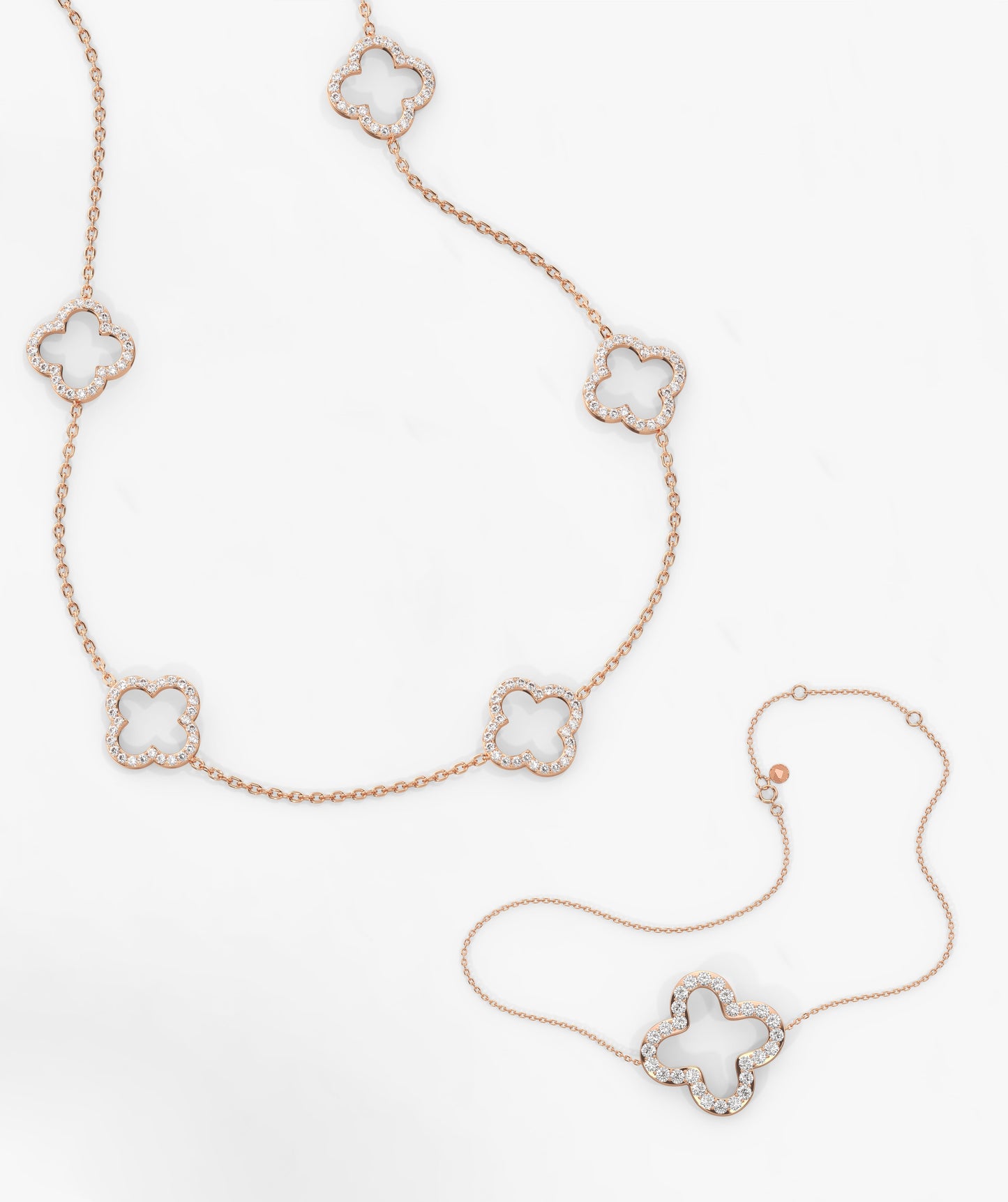 Diamond Quatrefoil Jewelry Set