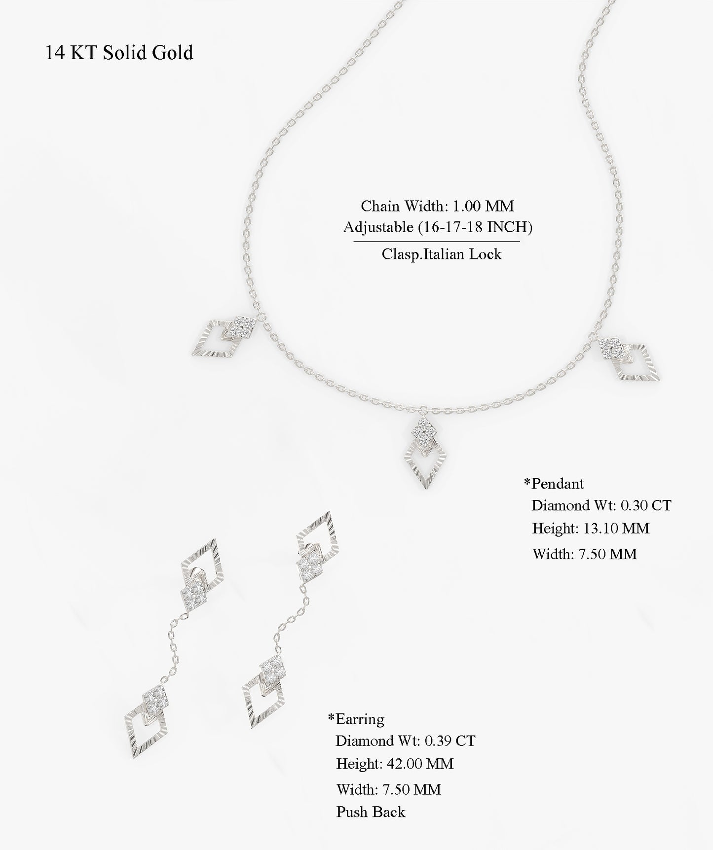 Diamond Triangle Jewelry Set