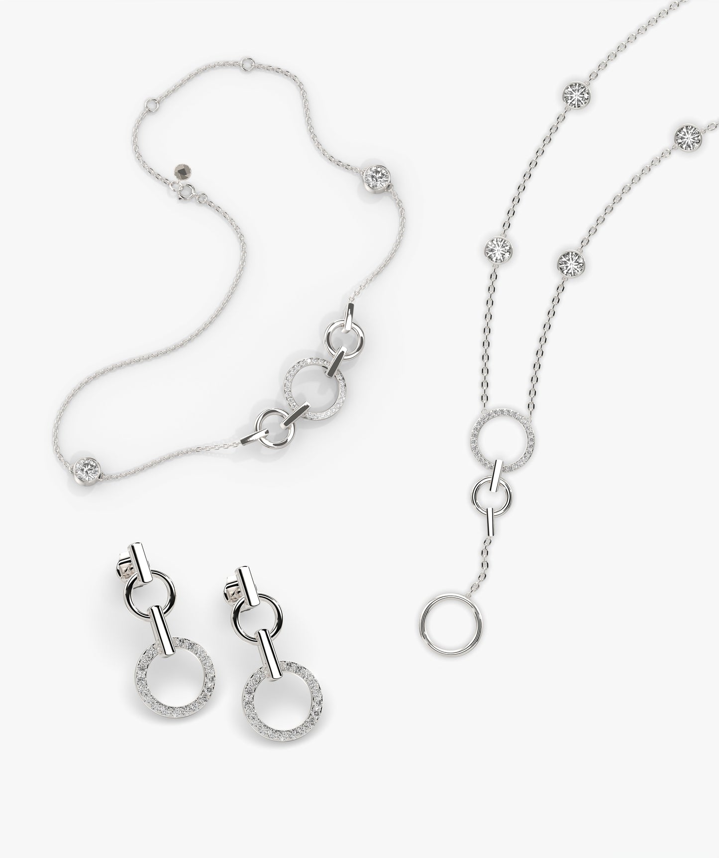 14k Gold Diamond Circle Jewelry Set
