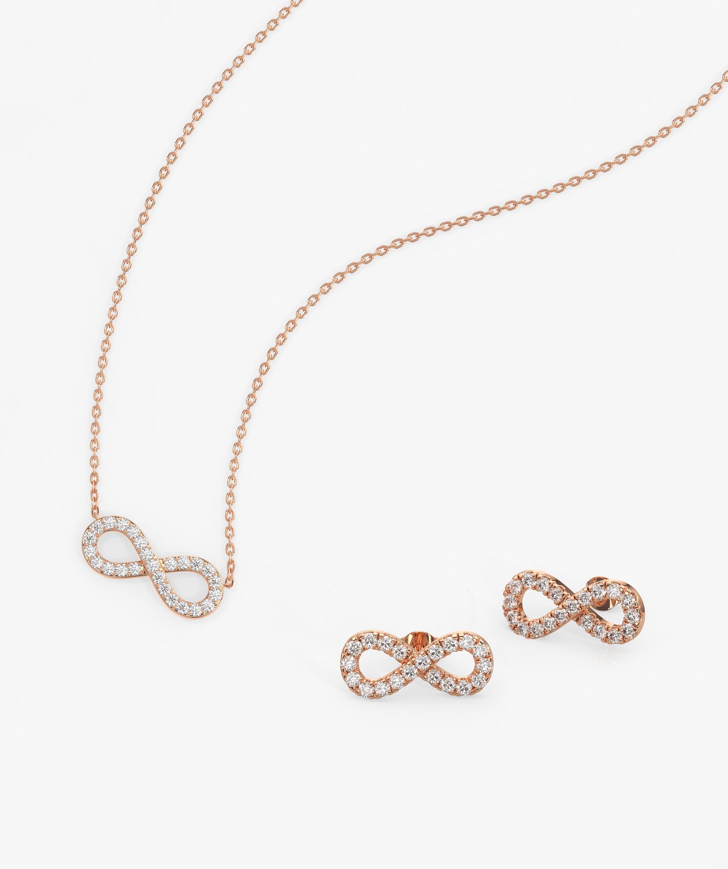Infinity Diamond Necklace & Earrings Gift Set