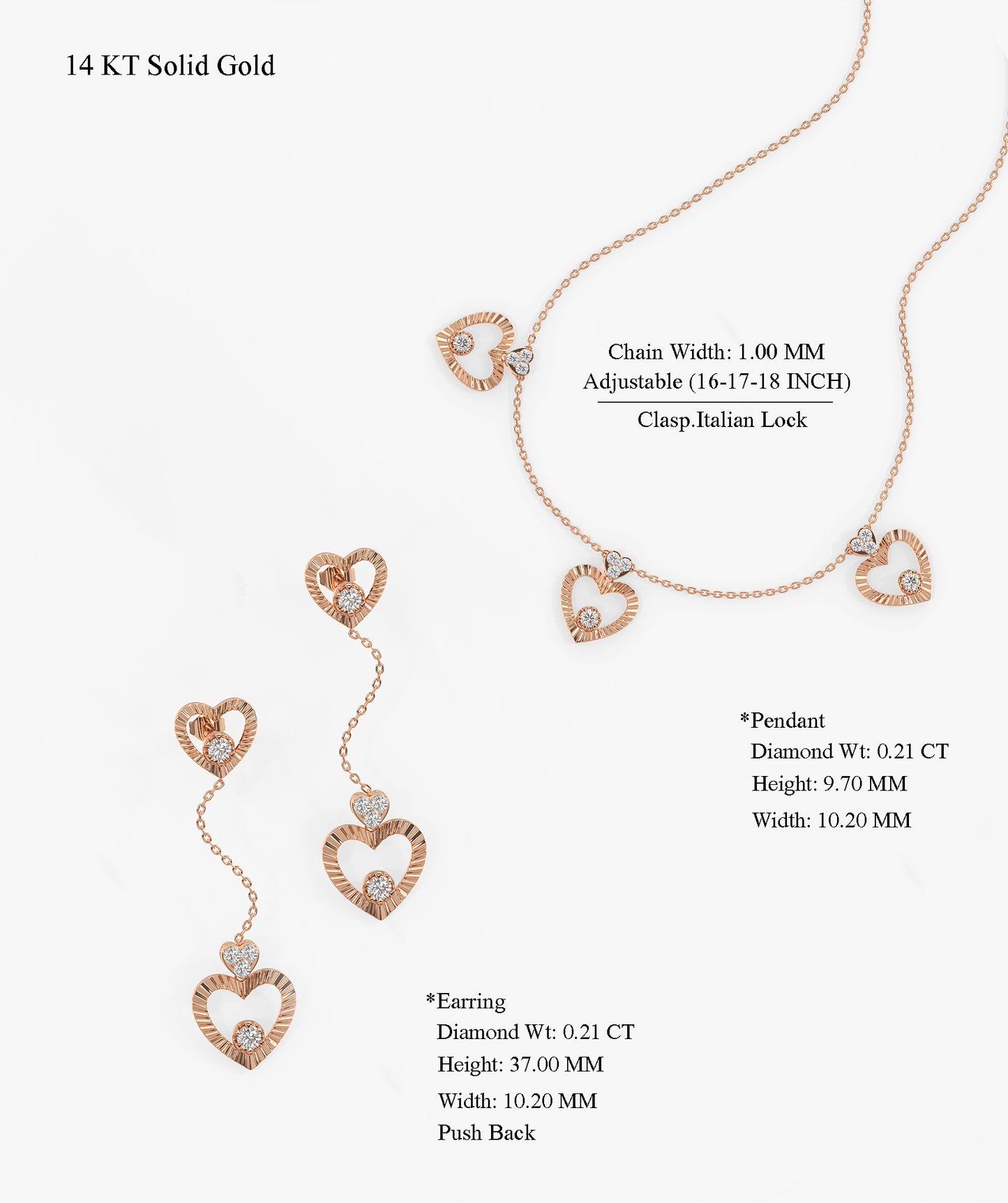 Diamond Heart Jewelry Set