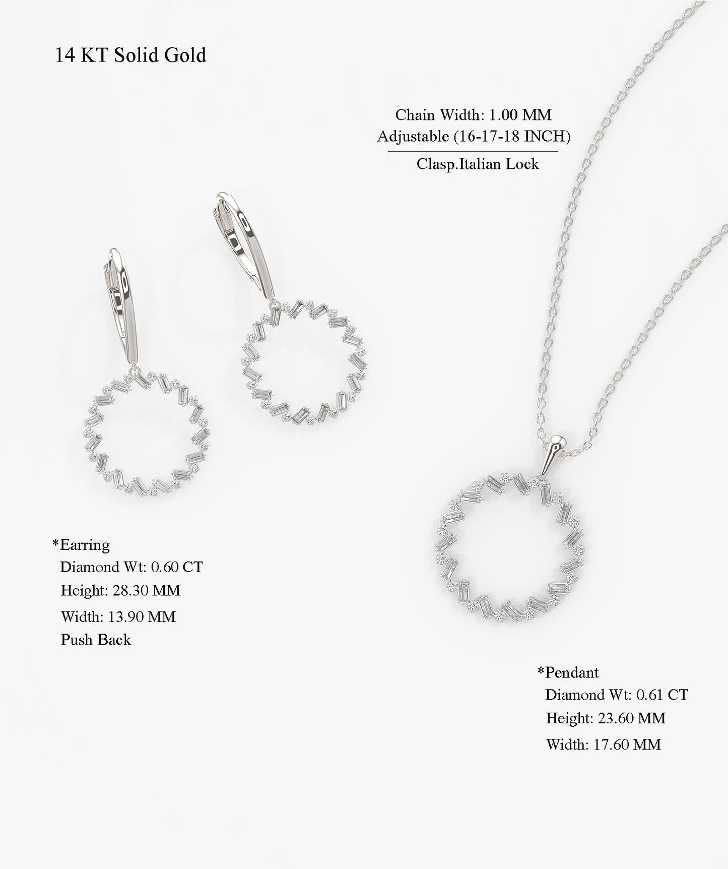 Elegant Circle Minimalist Diamond Jewelry Set