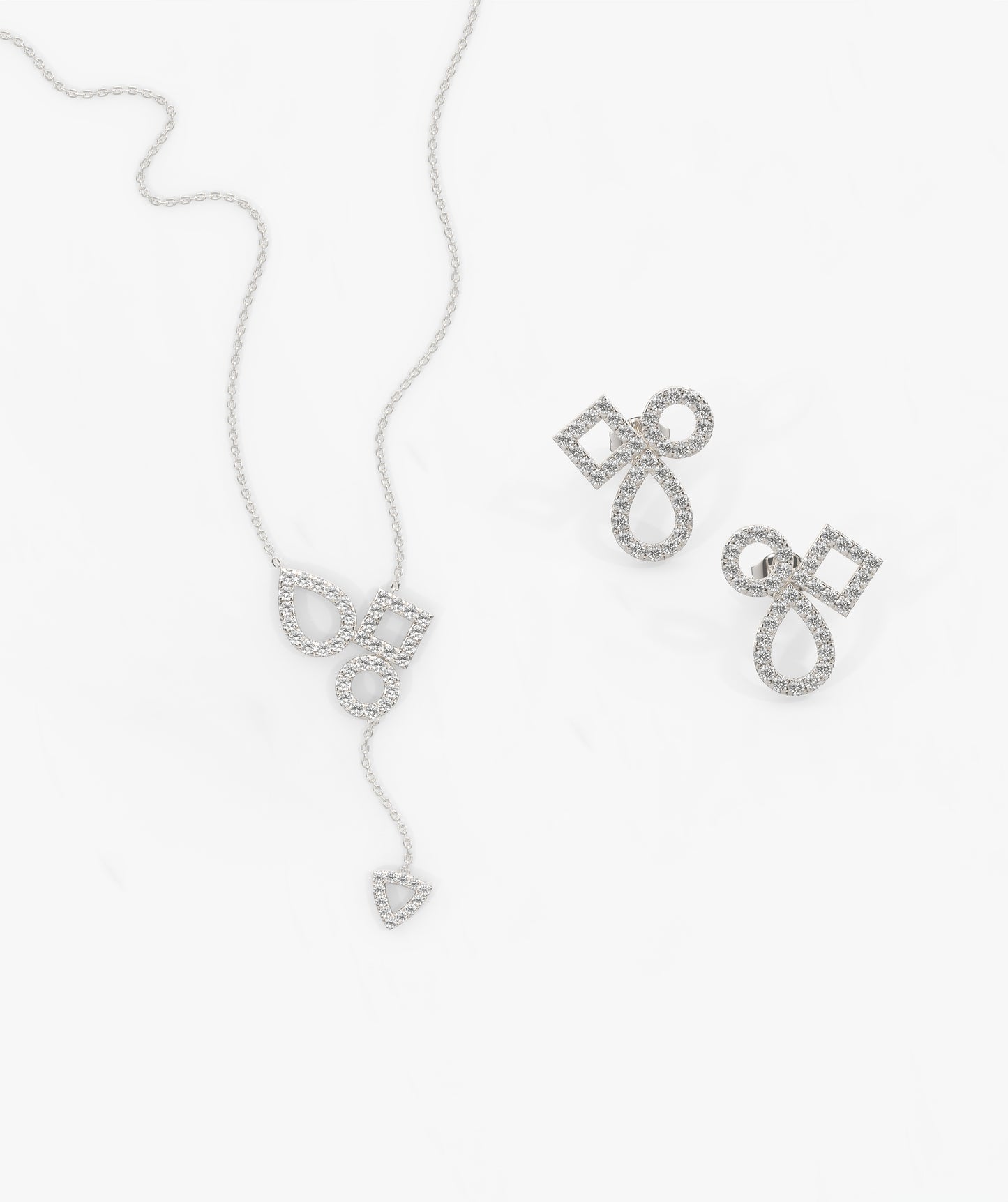 14K Gold Geometric Diamond Jewelry Set