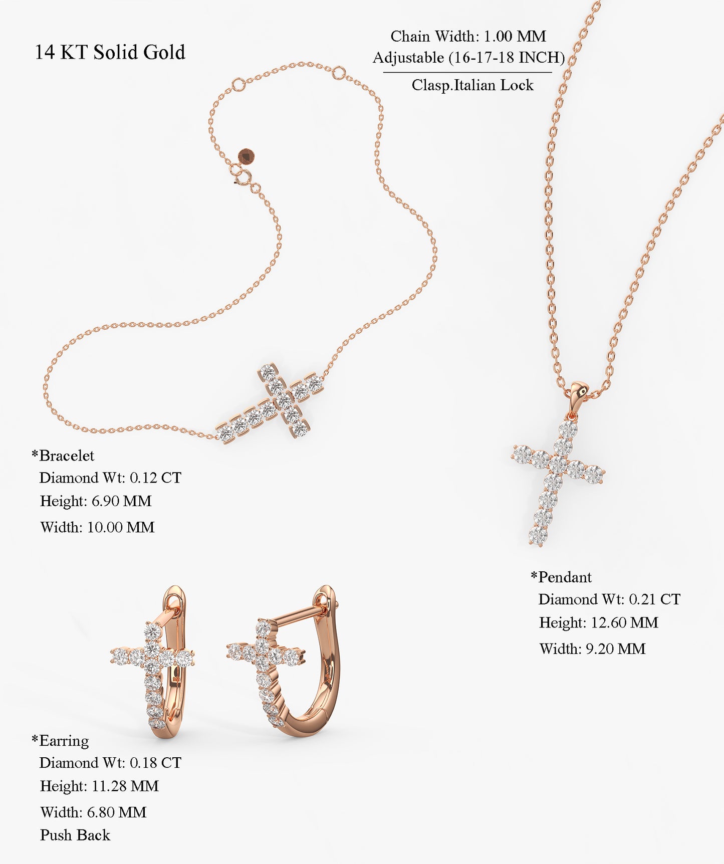 Diamond Cross Jewelry Set