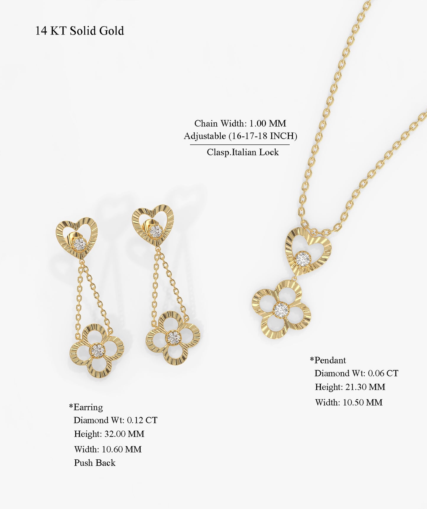 Heart & Flower Diamond Jewelry Set