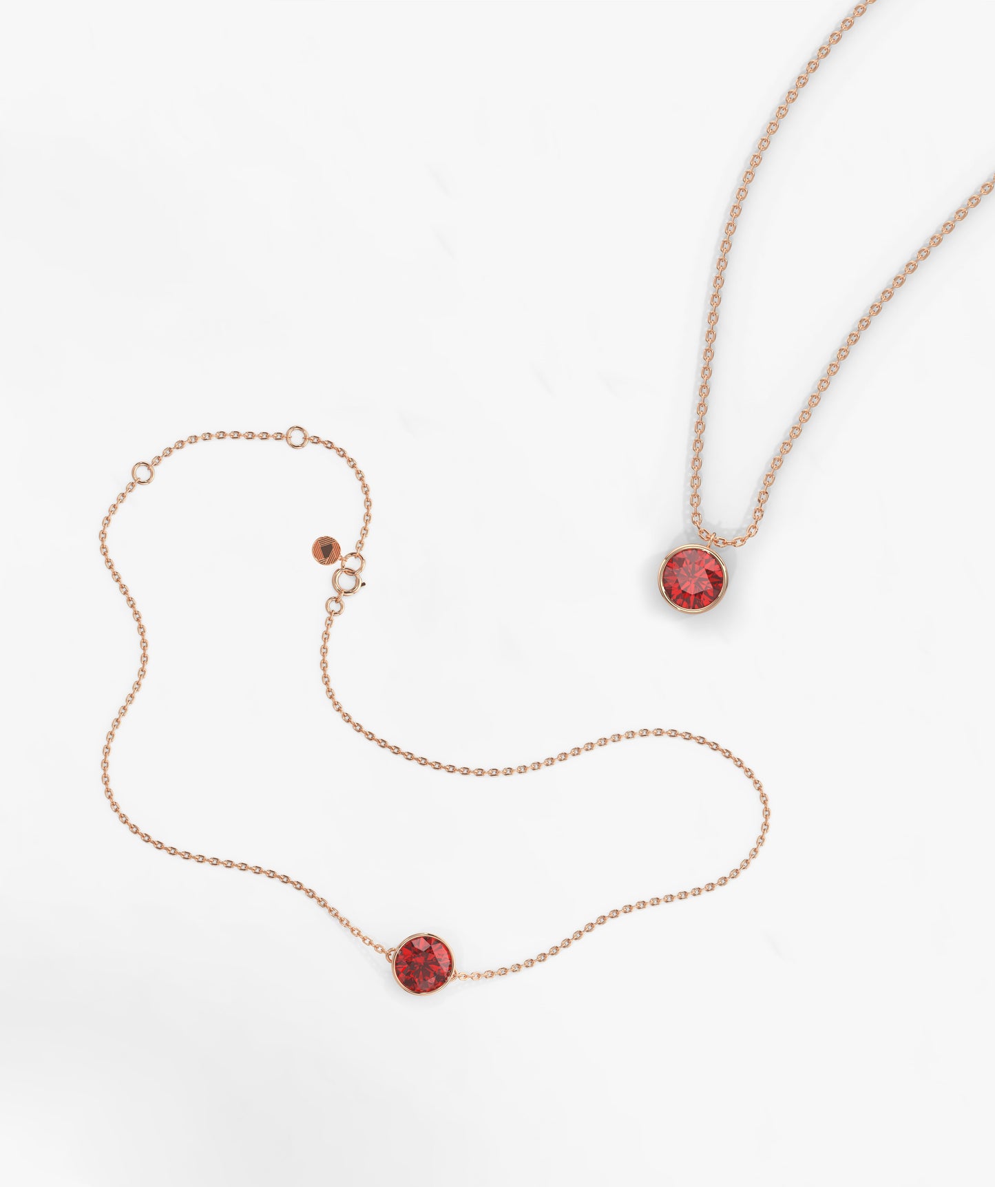 14k Gold Solitaire Garnet Necklace