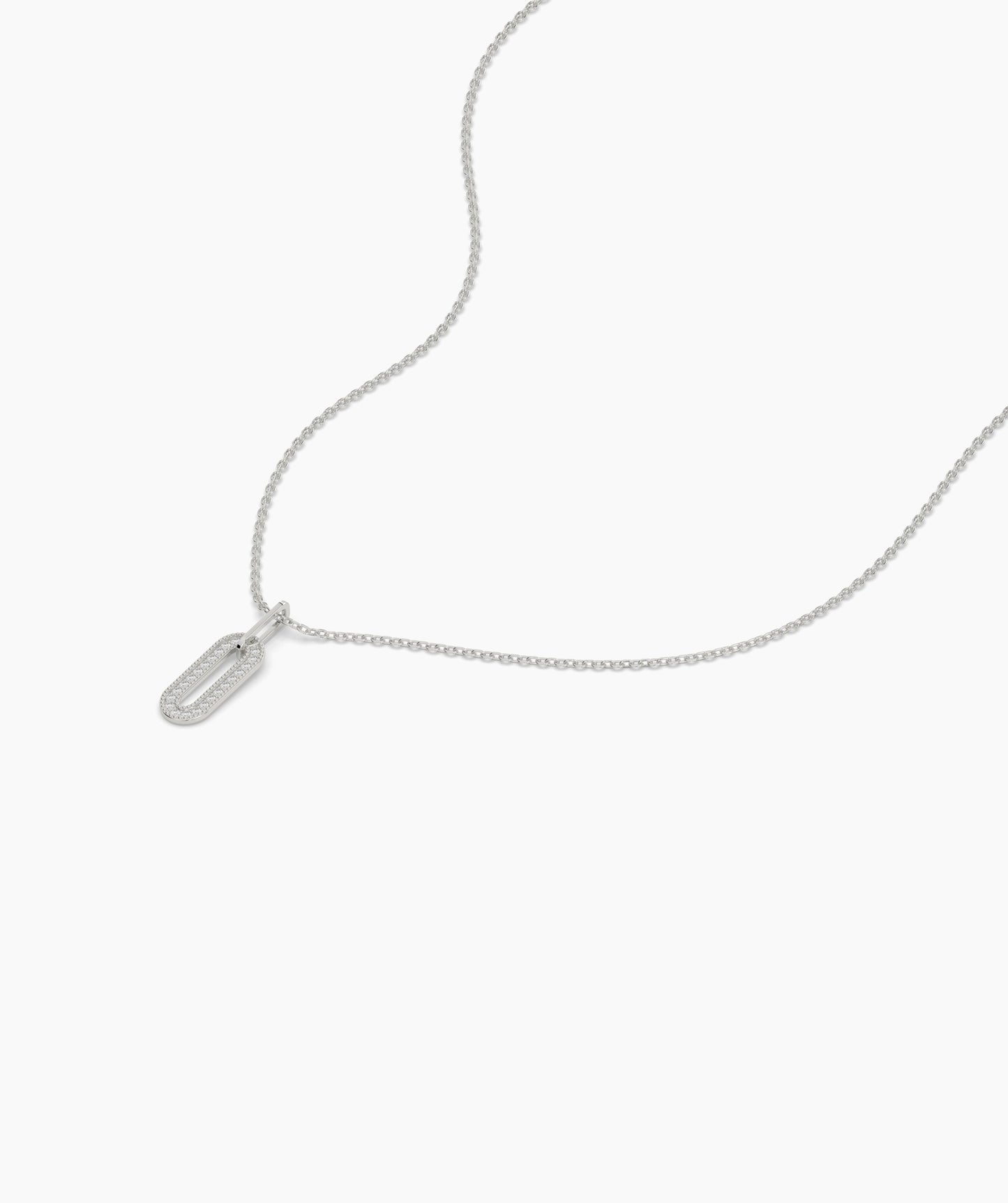 14k Gold Diamond Paperclip Pendant
