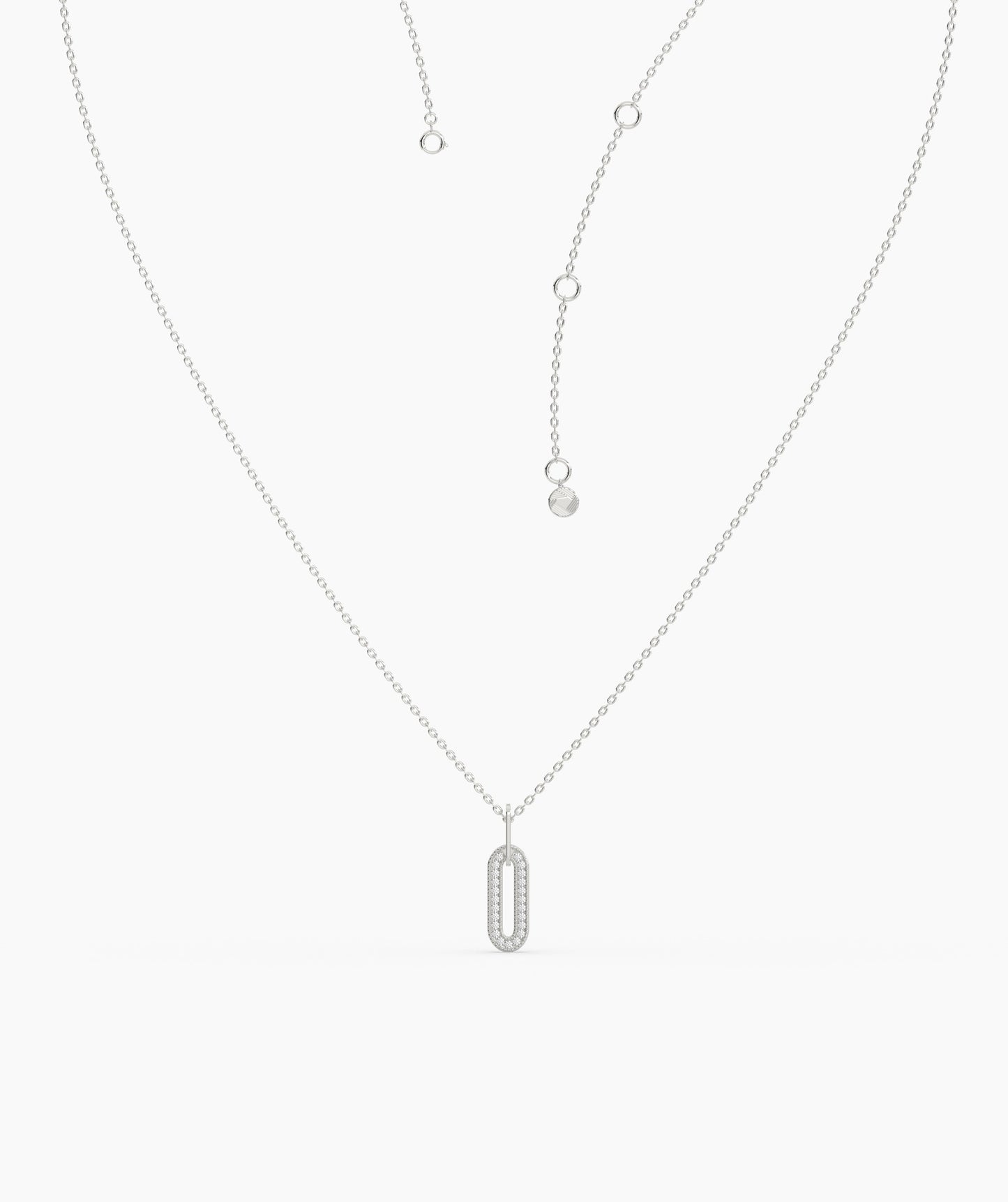 14k Gold Diamond Paperclip Pendant