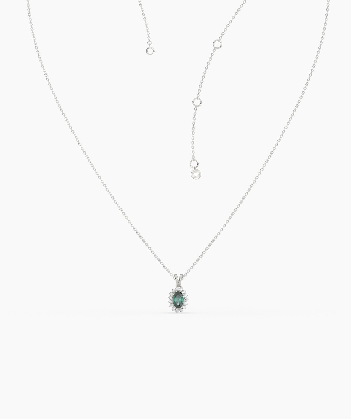 Green Majesty Classic Halo Necklace
