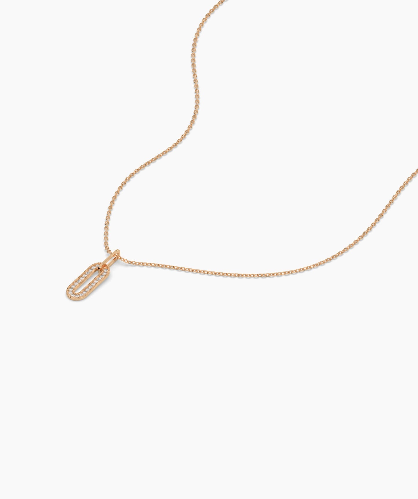 14k Gold Diamond Paperclip Pendant