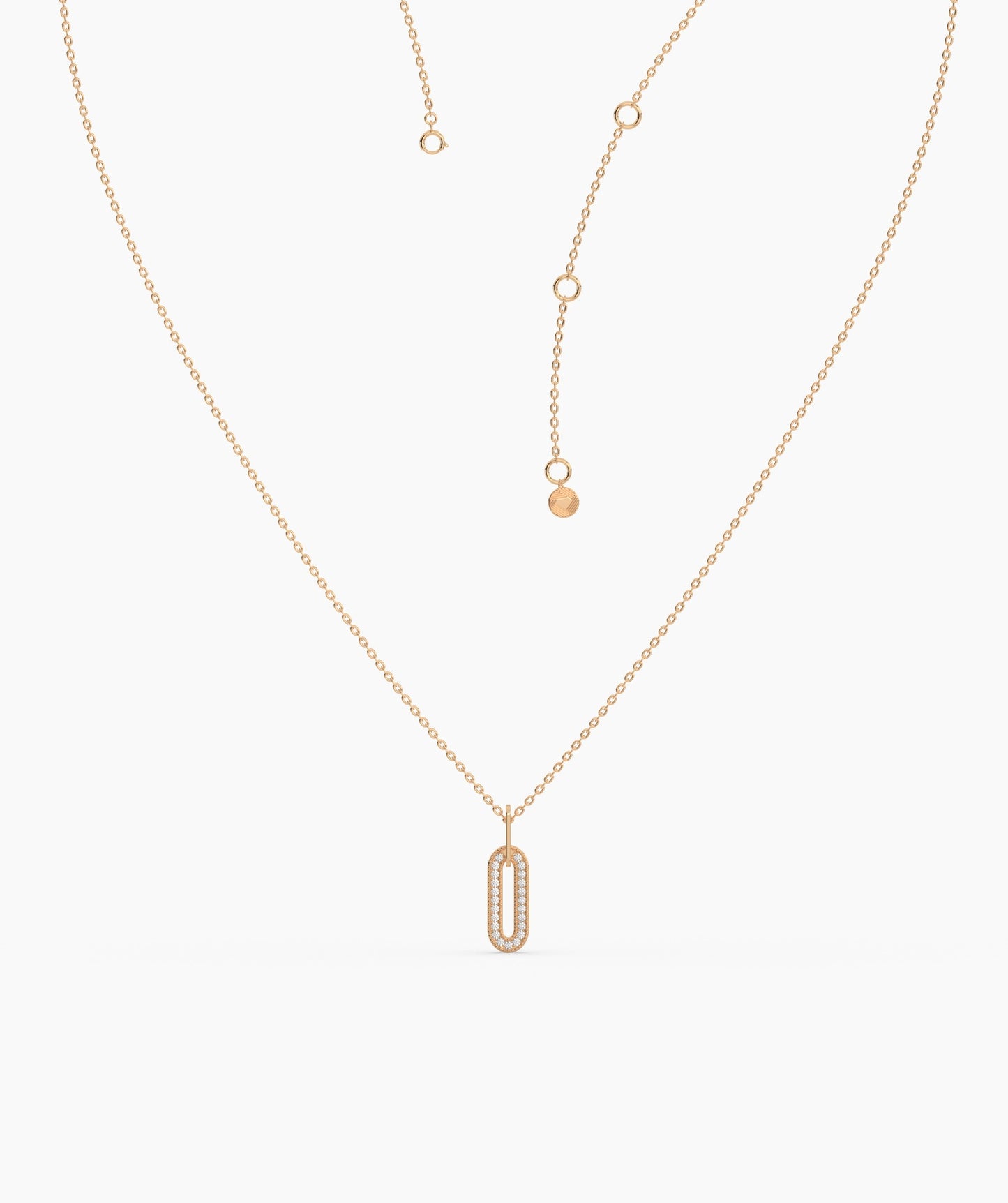 14k Gold Diamond Paperclip Pendant
