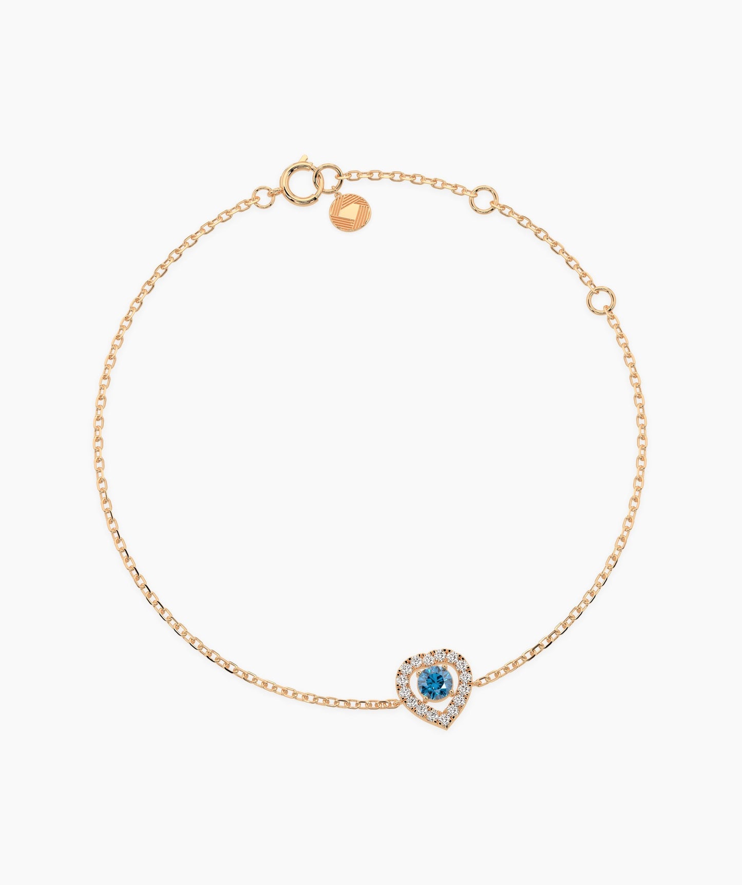 Blue Diamond Heart Gold Bracelet