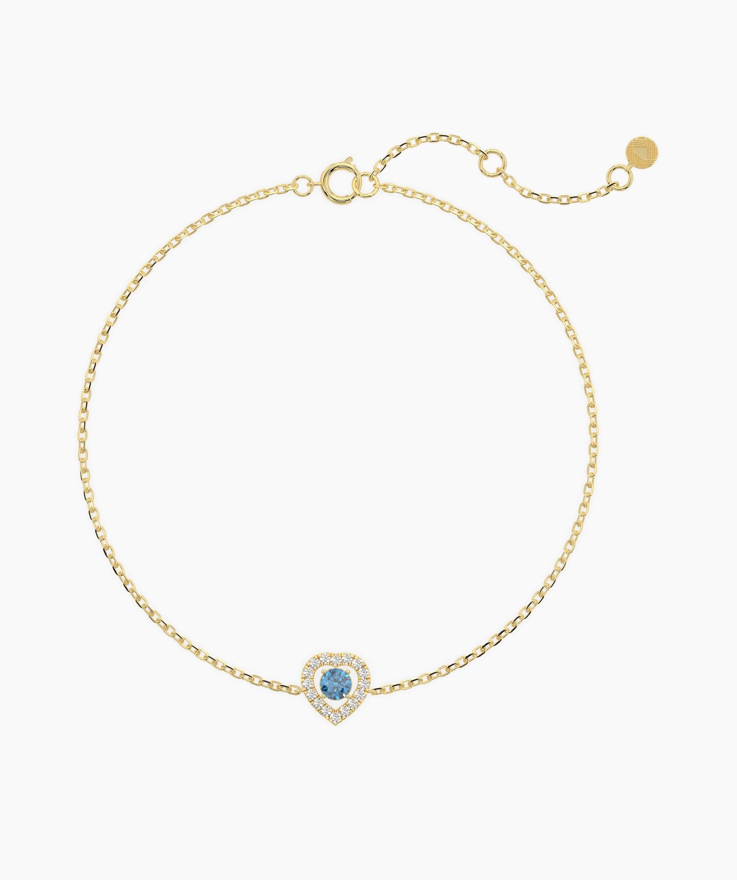 Blue Diamond Heart Gold Bracelet