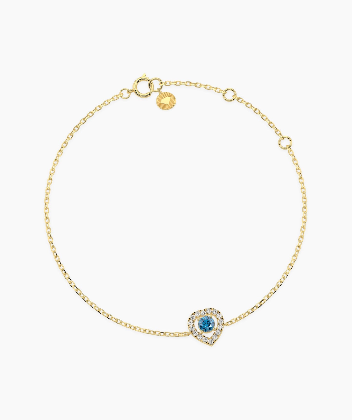 Blue Diamond Heart Gold Bracelet