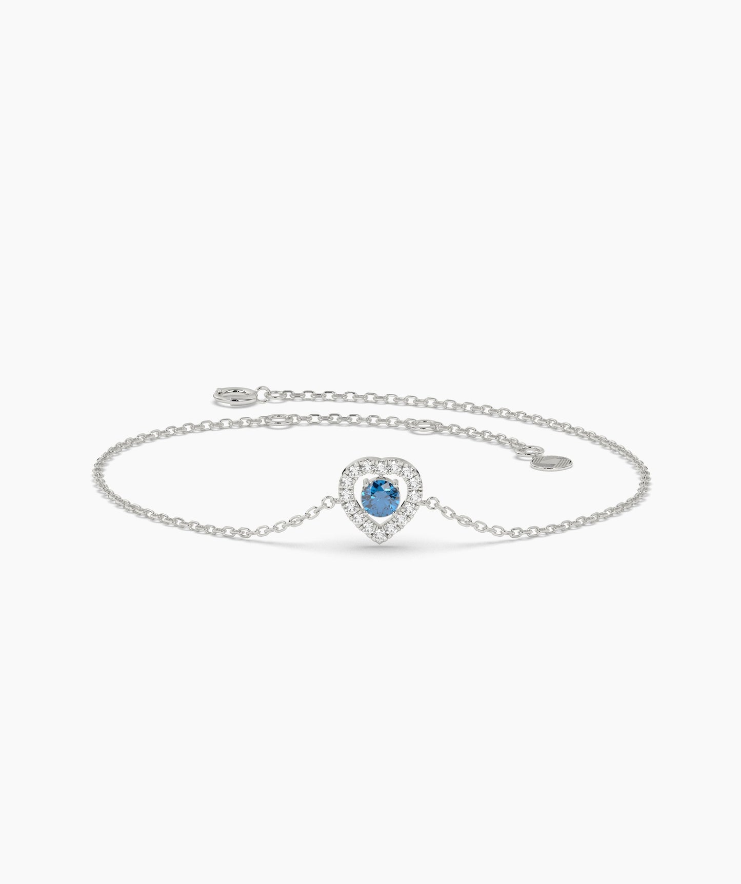 Blue Diamond Heart Gold Bracelet