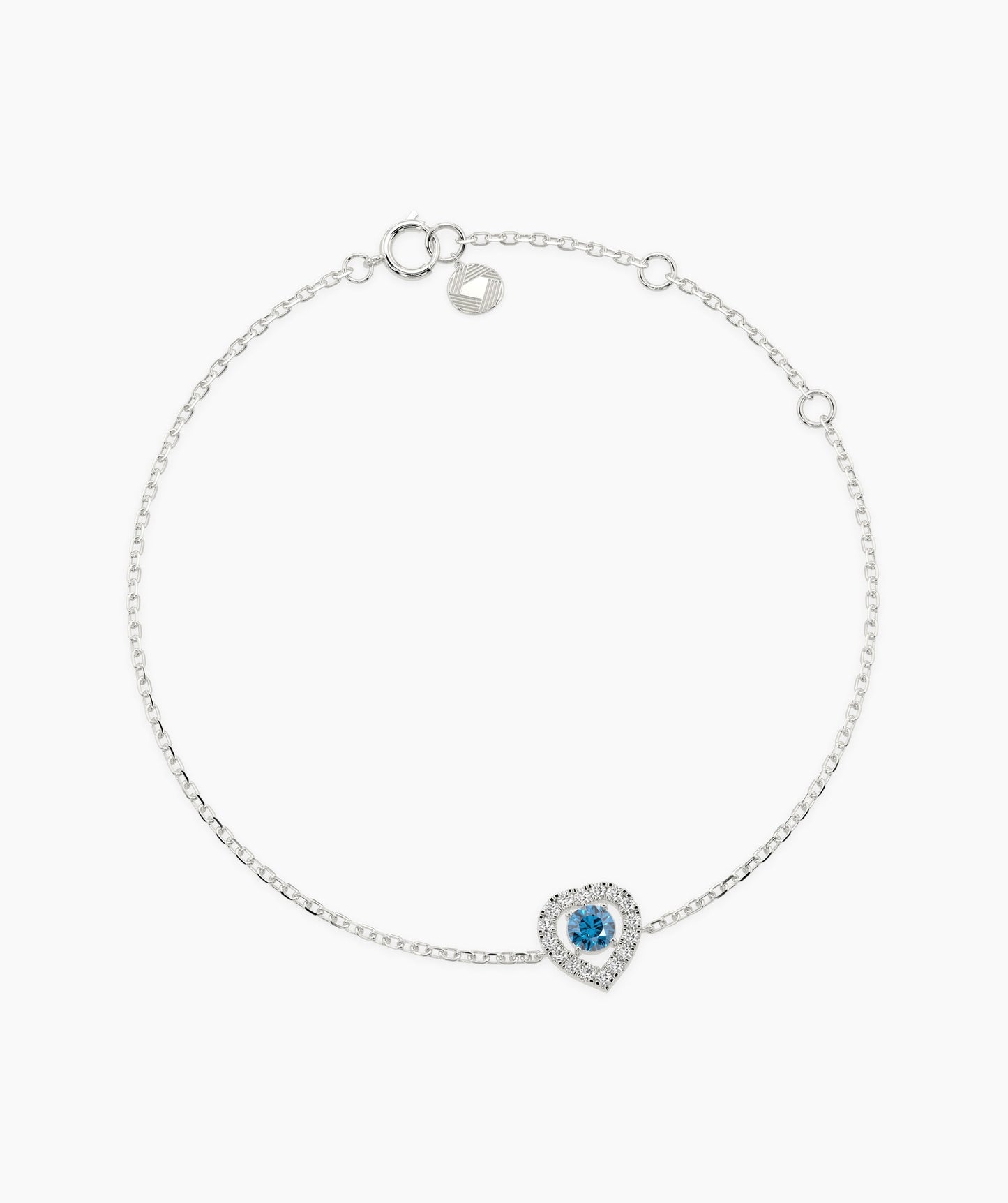 Blue Diamond Heart Gold Bracelet