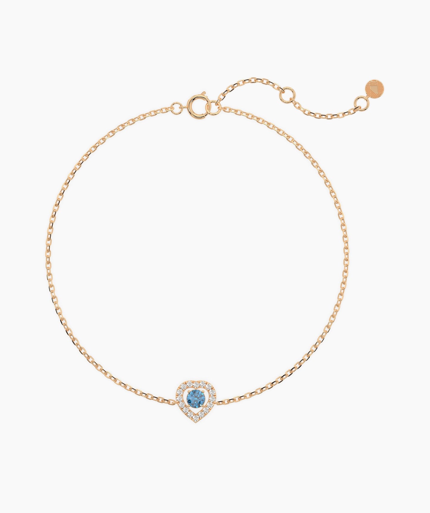 Blue Diamond Heart Gold Bracelet