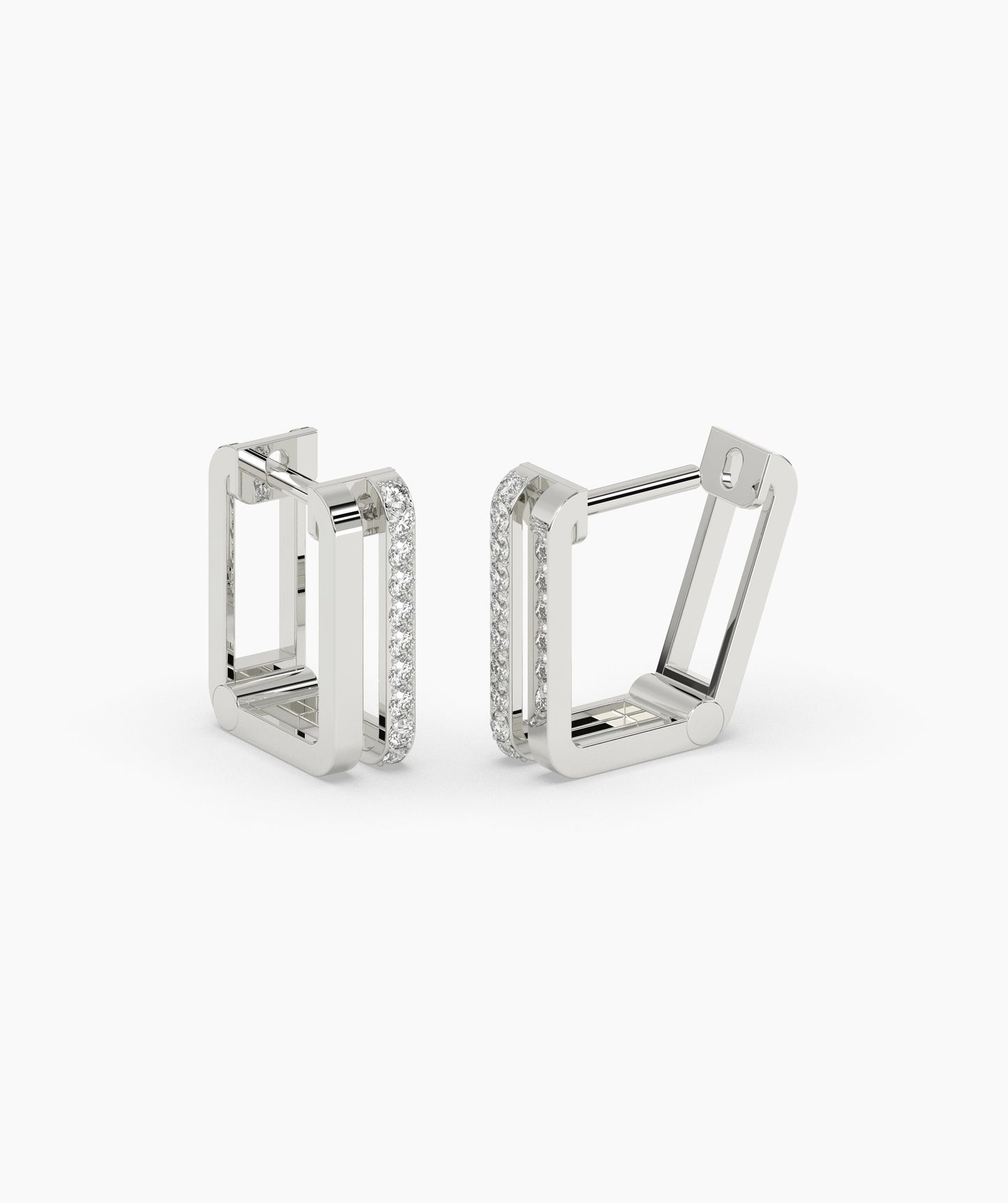 14K Gold Rectangle Huggie Earrings