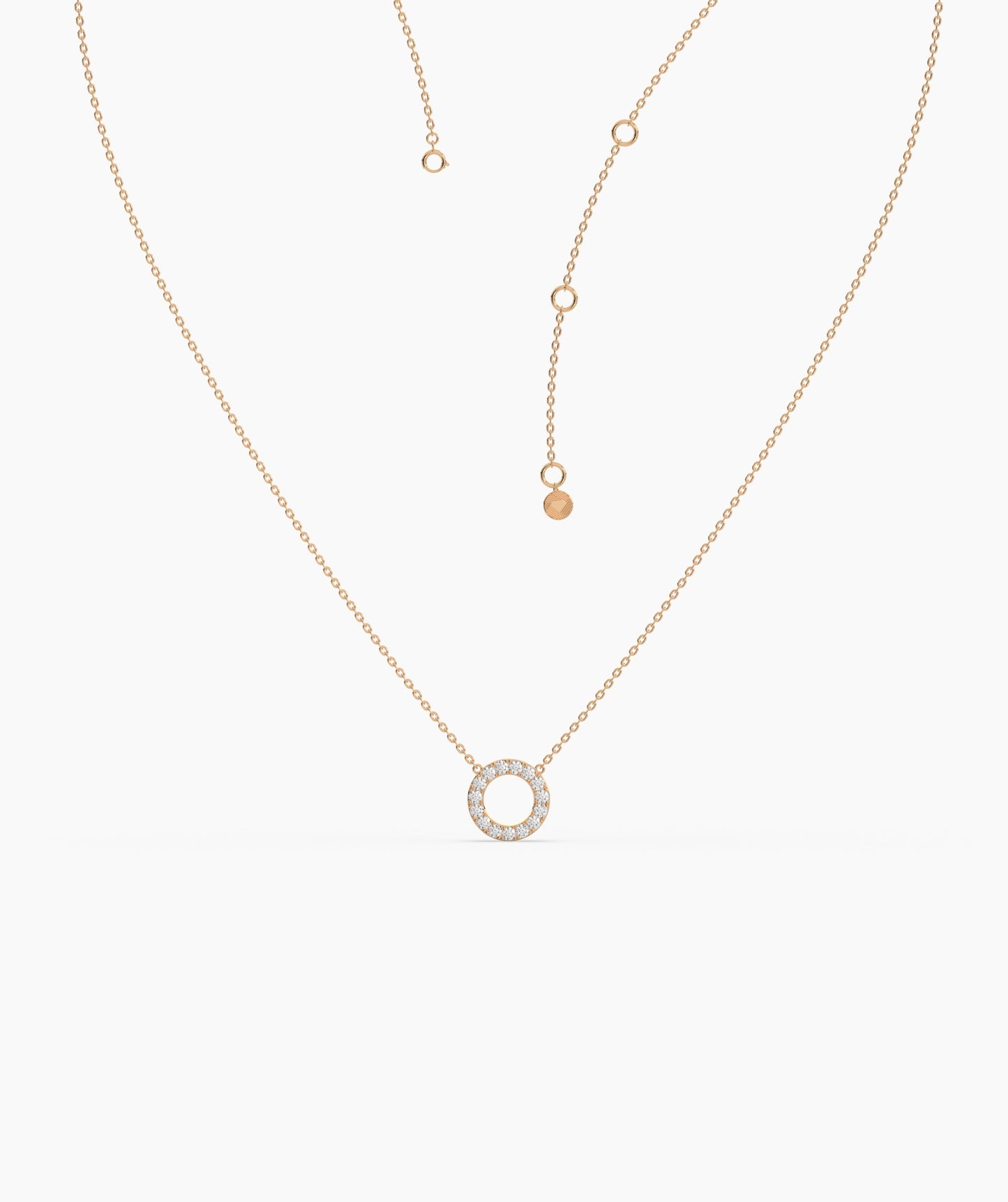 Dainty 14K Gold Diamond Circle Pendant