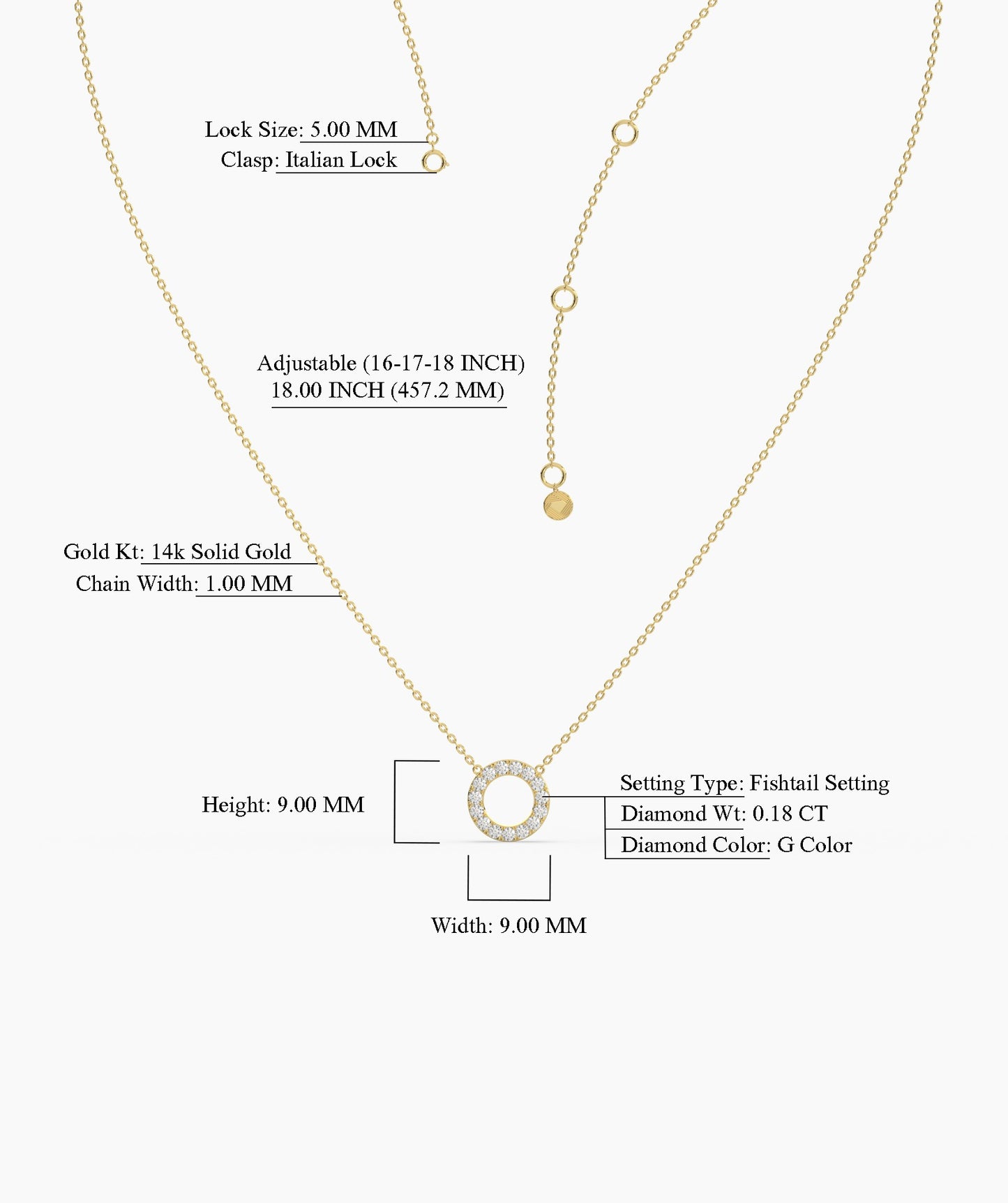 Dainty 14K Gold Diamond Circle Pendant