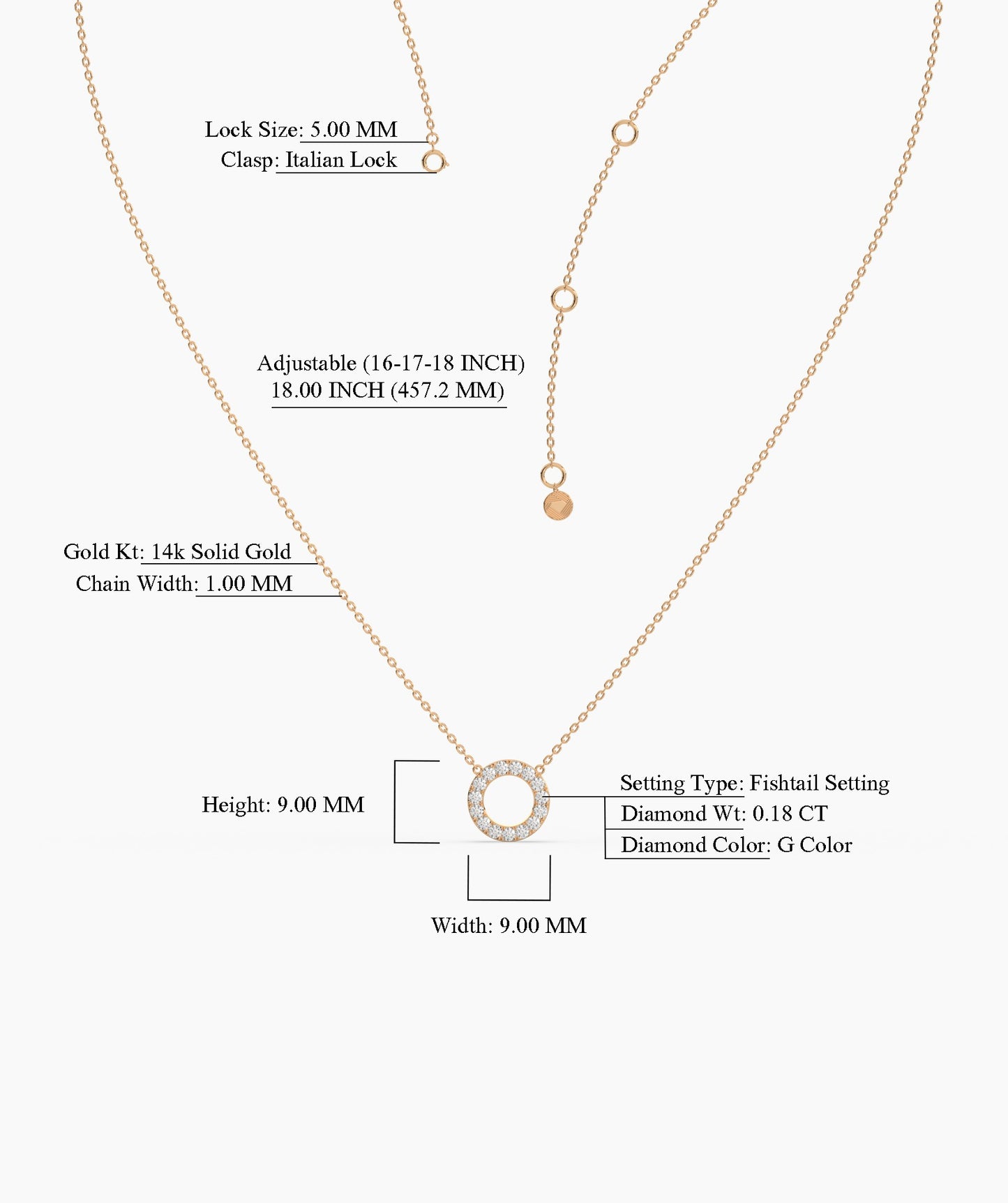 Dainty 14K Gold Diamond Circle Pendant