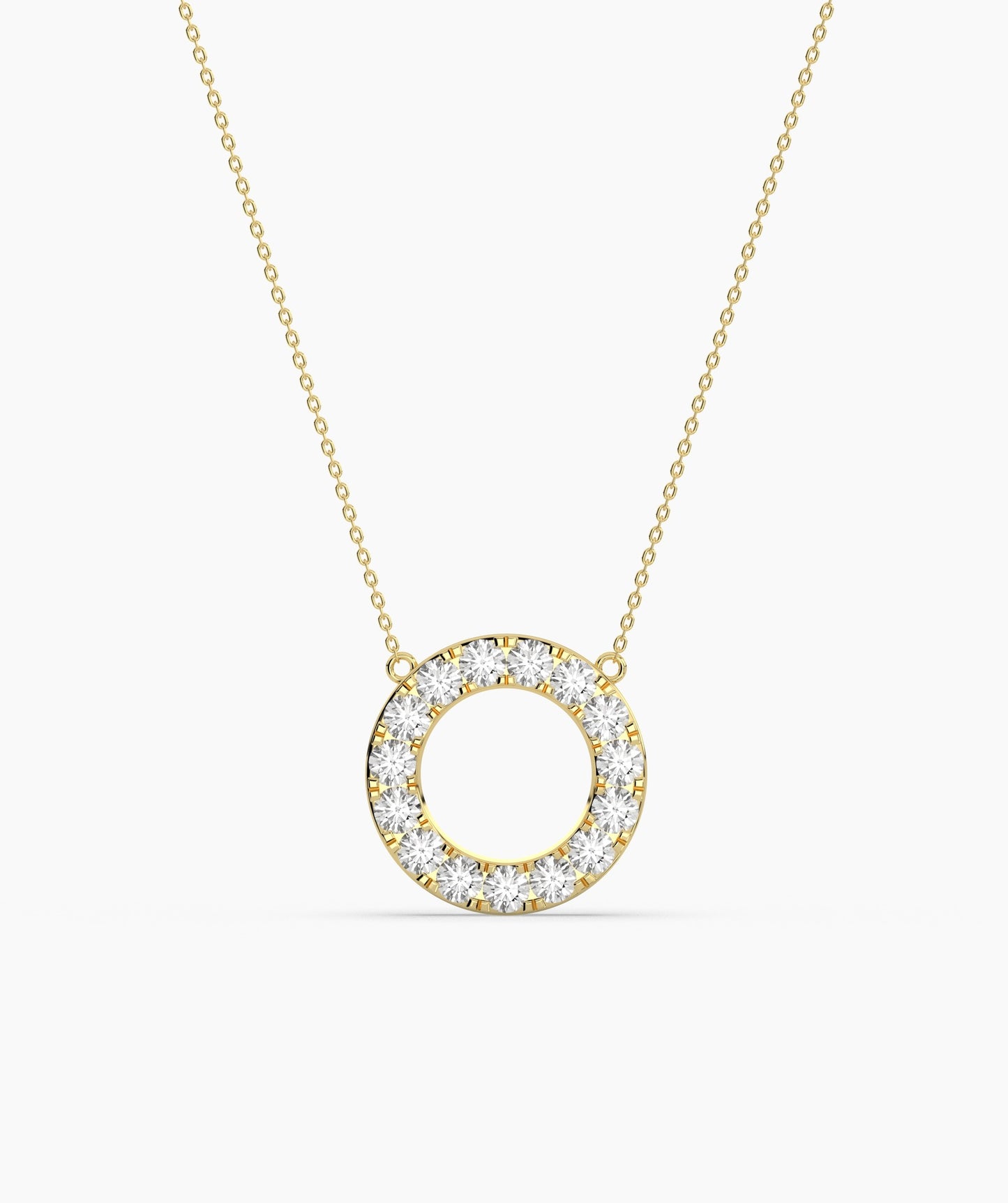 Dainty 14K Gold Diamond Circle Pendant