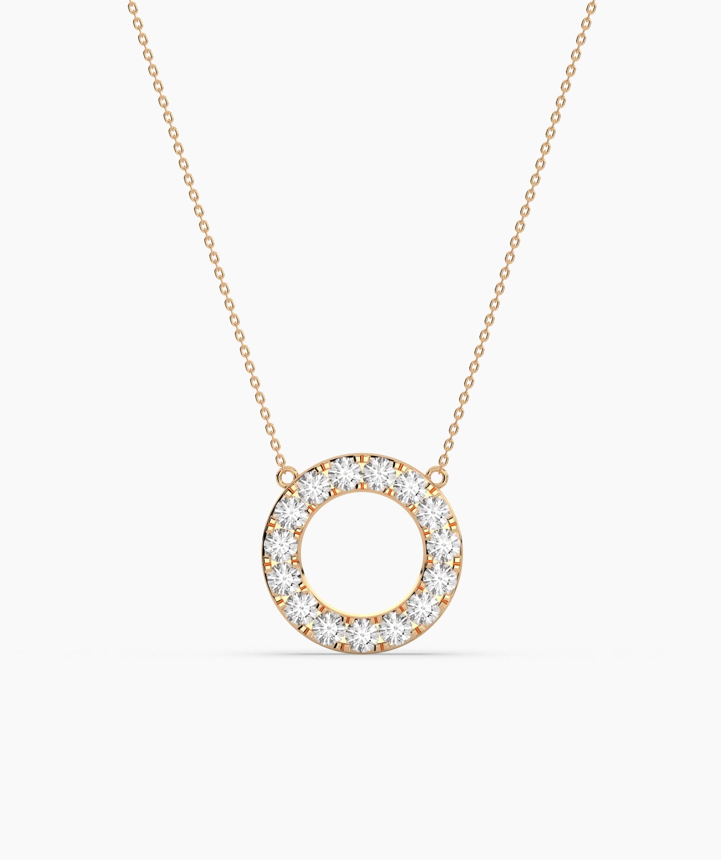 Dainty 14K Gold Diamond Circle Pendant