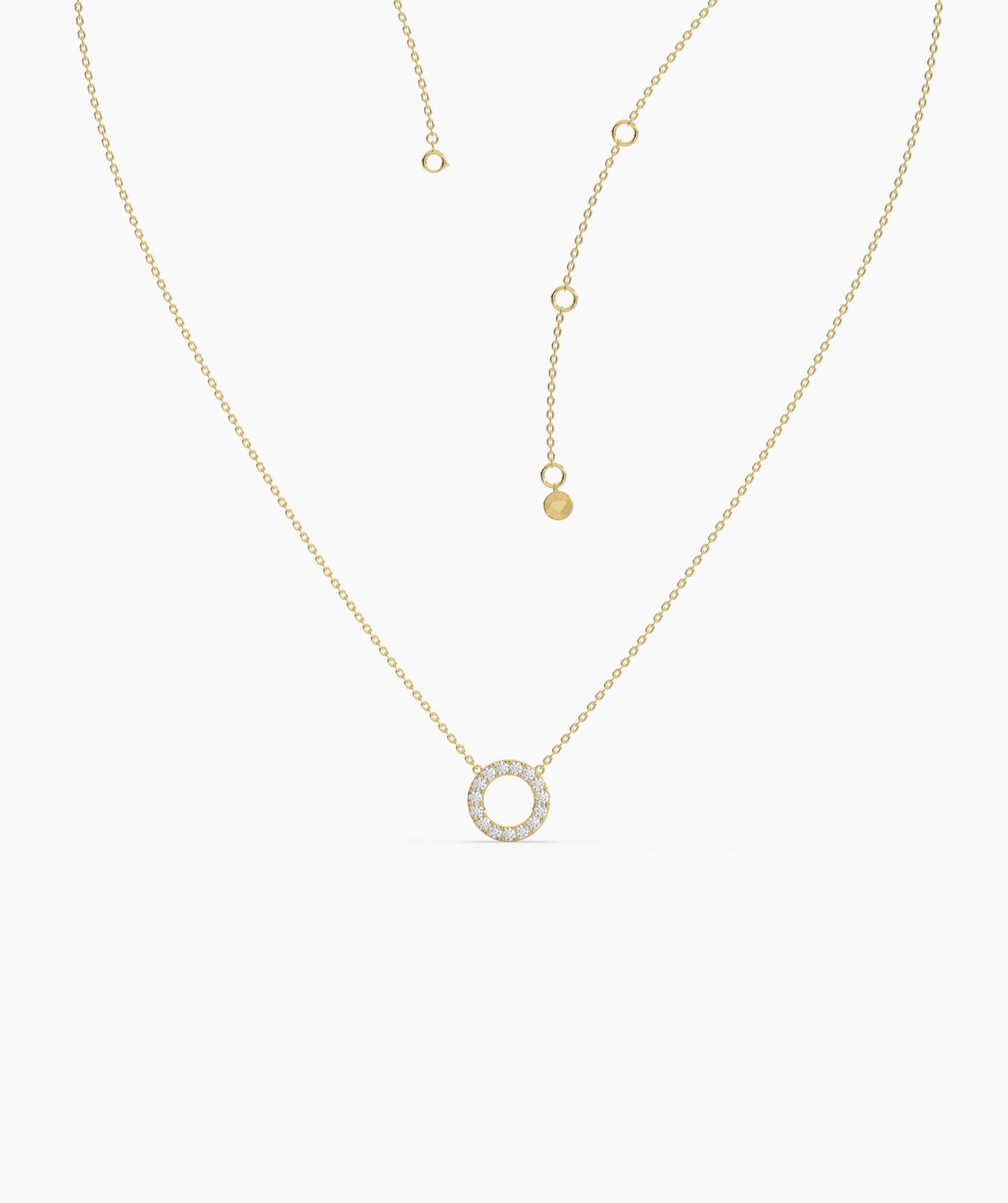 Dainty 14K Gold Diamond Circle Pendant
