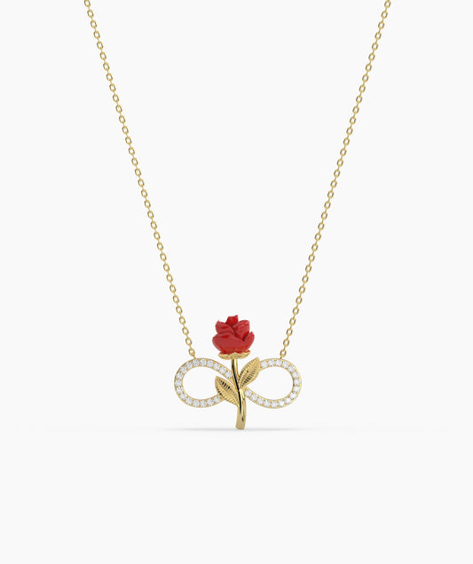 14K Gold Rose Infinity Necklace