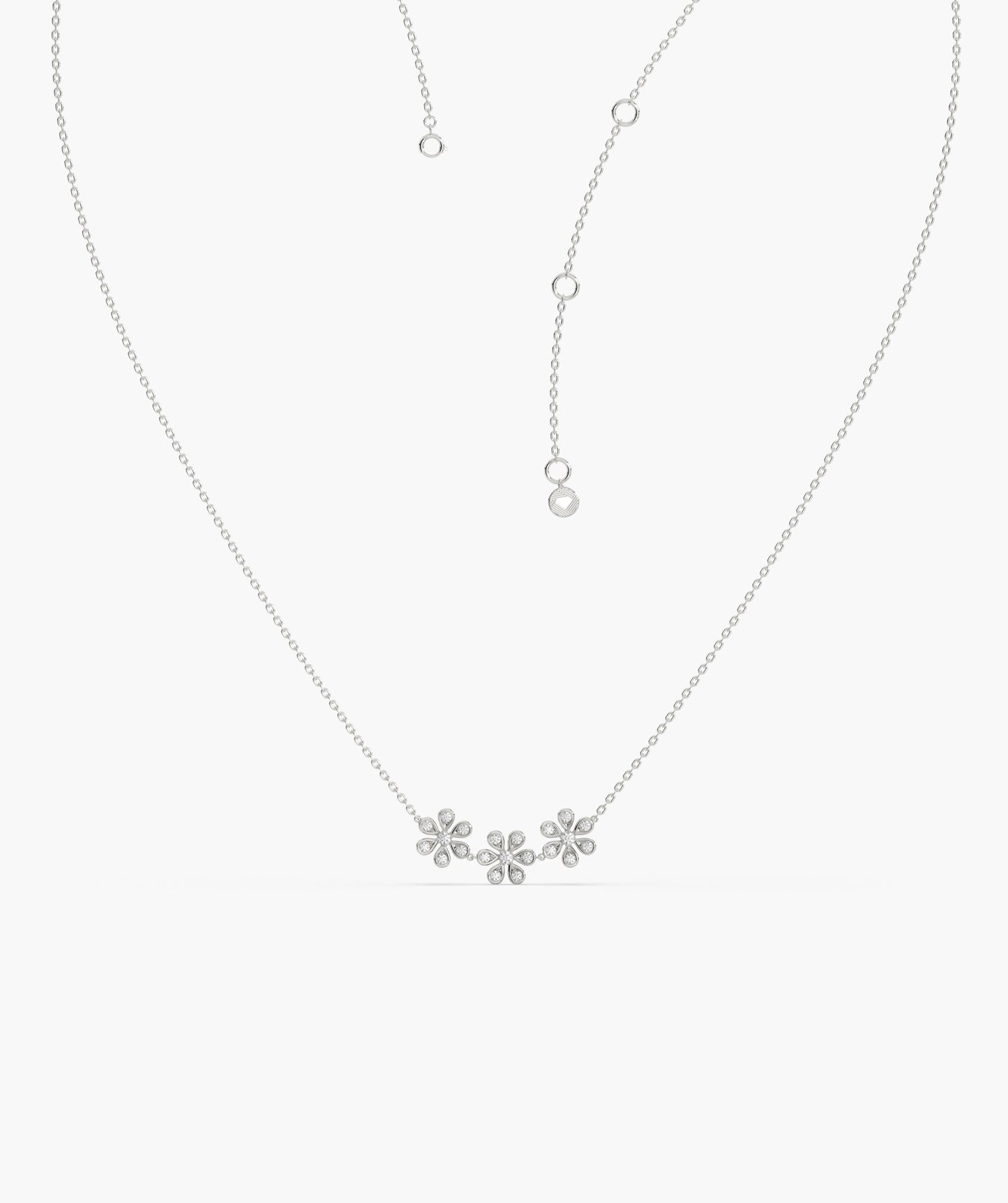 Triple Flower Diamond Necklace