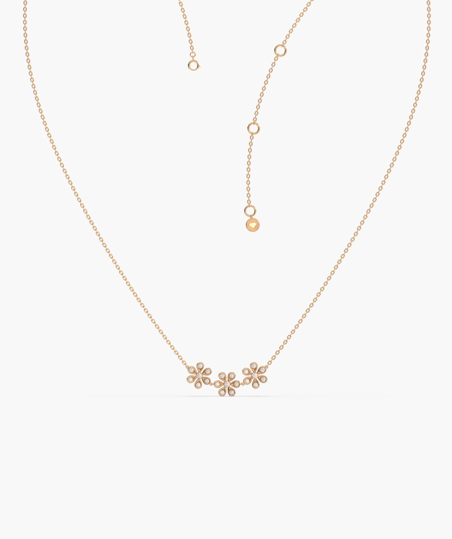 Triple Flower Diamond Necklace
