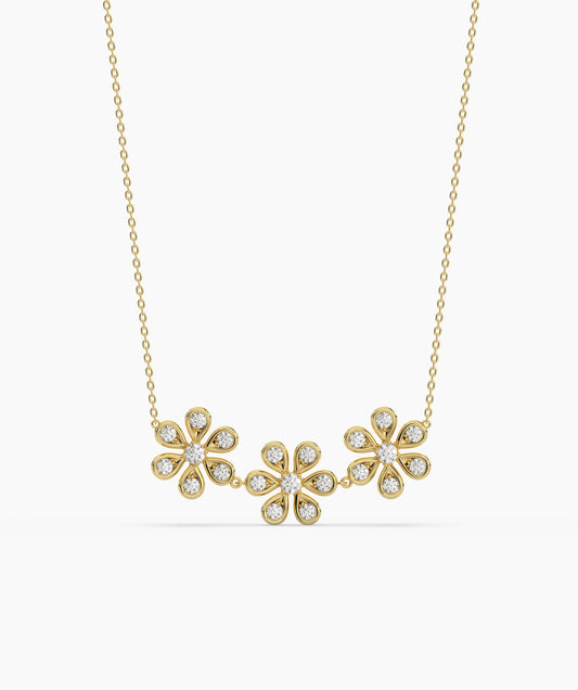 Triple Flower Diamond Necklace